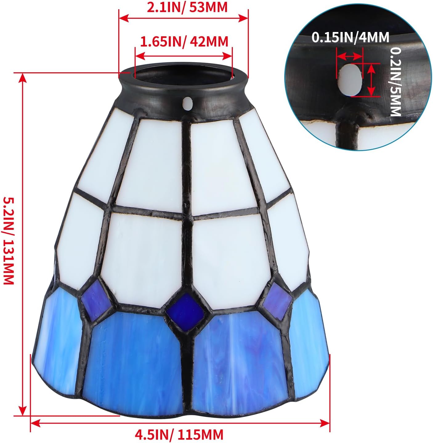 Skelang 2 Pcs Lip Glass Lamp Shade, Ceiling Fan Light Cover with Standard 2-1/4" Fitter, Light Fixture Replacement