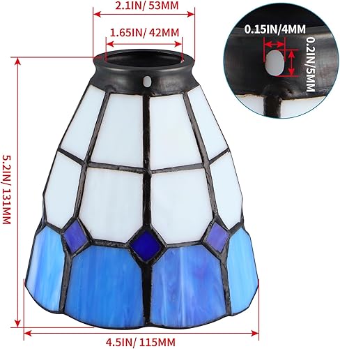 Miniatura 4 de Skelang 2 piezas de pantalla de cristal labial, cubierta de luz de ventilador de techo con adaptador estándar de 2-14 pulgadas, reemplazo de lámpara