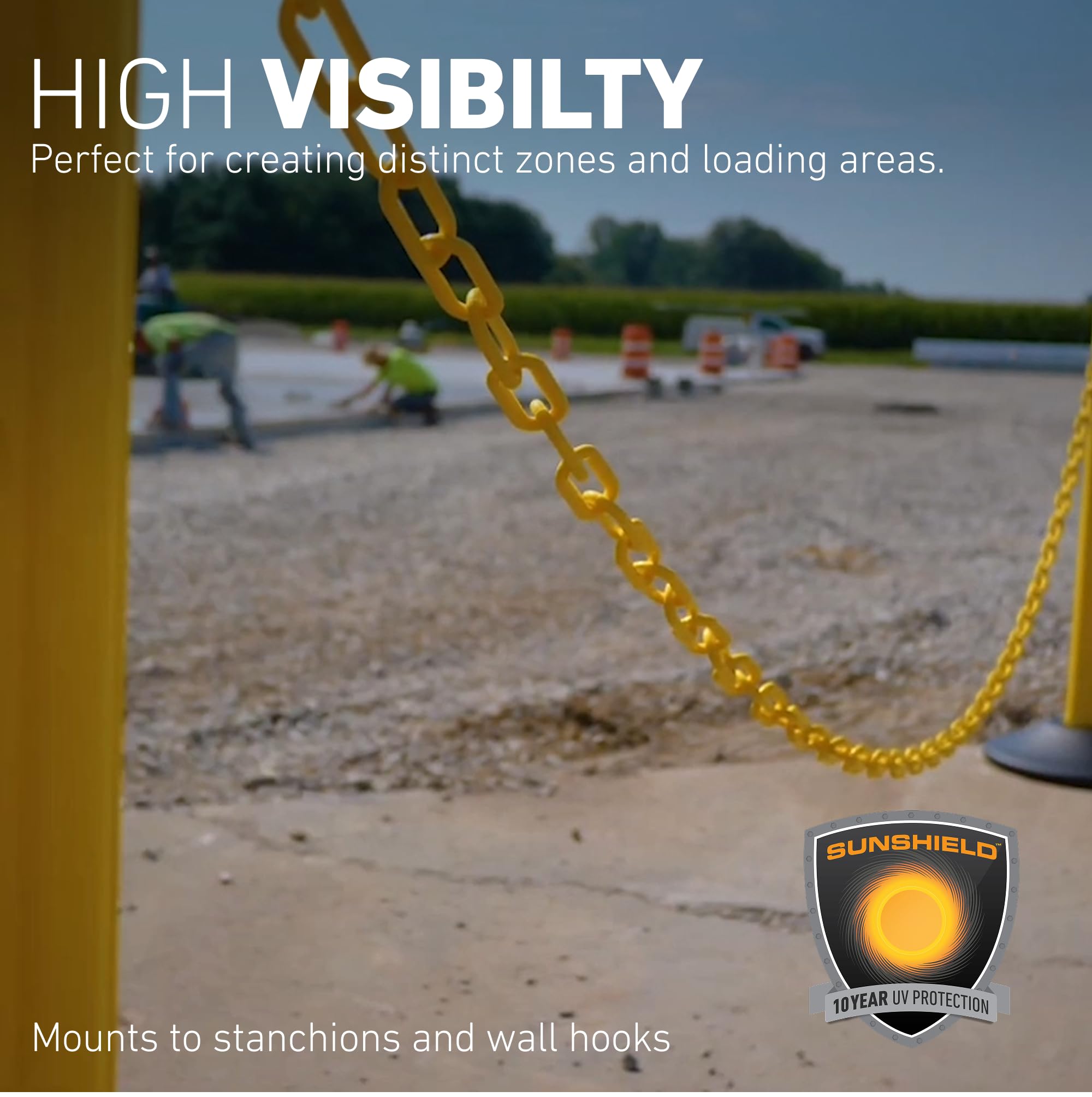 Peso USA: U2350YEL 50 FT giallo, 50 FT catena in plastica, catena di sicurezza in plastica con tecnologia SunShield resistente ai raggi UV