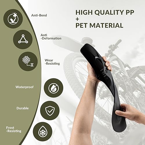 Miniatura 7 de ROCKBROS Guardabarros de bicicleta ajustables para bicicleta de 26"27.5"29" de bicicleta de montaña, protectores de barro universales delanteros y