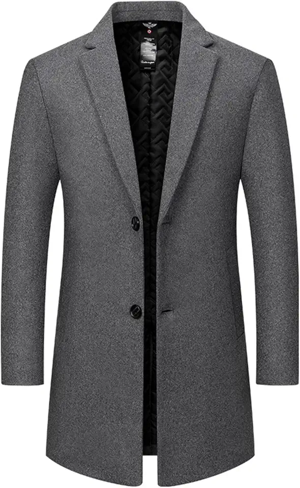 Blazer masculino masculino com gola alta forrado com lã de ovelha para trabalho modesto, longo, básico, inverno, outono, 2025