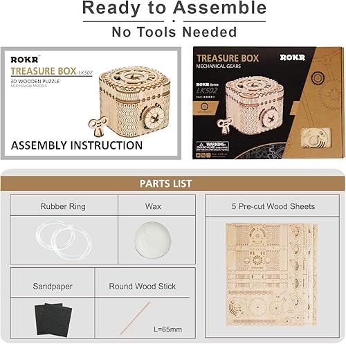 Miniatura 6 de ROKR Caja de rompecabezas 3D de madera Kits Rompecabezas modelo para adultos