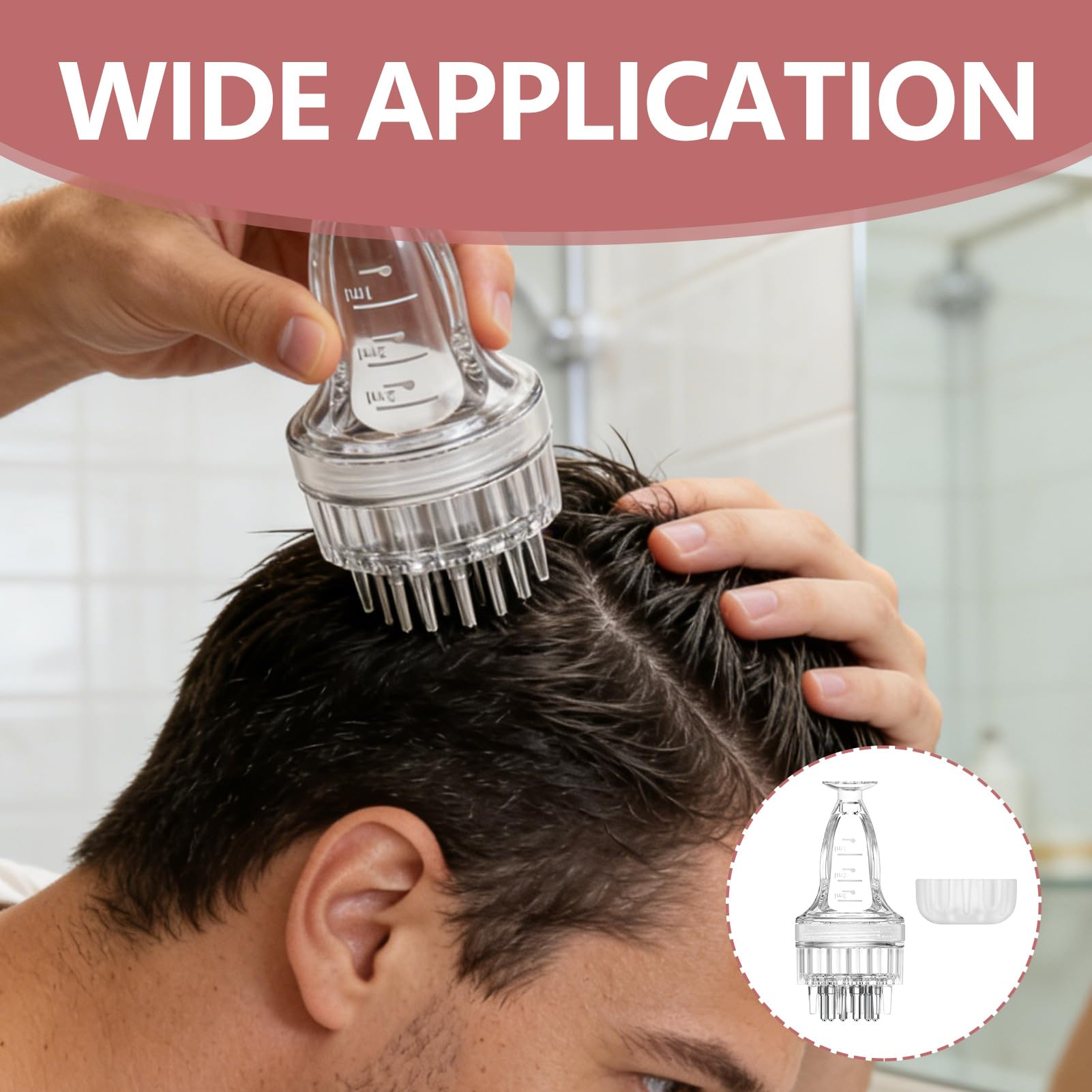 Applicateur Huile Cheveux avec Brosse de Massage du Cuir Chevelu, Flacon Transparent pour Soin Capillaire, Outil de Précision pour Sérum et Huiles Essentielles, Inclus Pipette et Brosse de Nettoyage