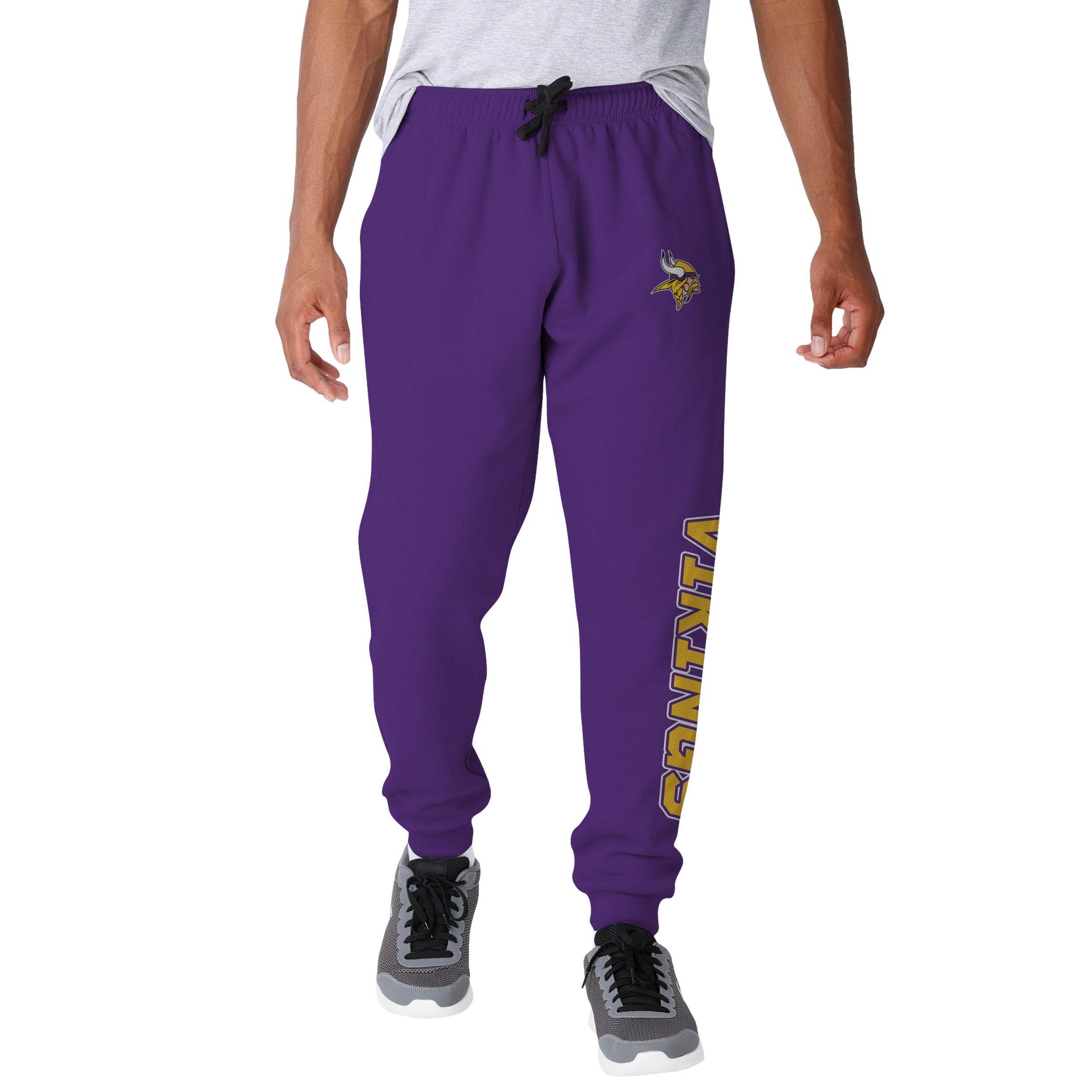 FOCO NFL Men's Officially Licensed Team Color Primary Logo Prime Time Football Sweatpants Joggers Pants, Minnesota Vikings, X-Large