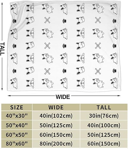 Miniatura 2 de DEVONDESIGN Manta de bulldog francés, 30 x 40 pulgadas, sin costuras, bocetos negros de bulldog francés, cabezas de cachorros, huesos y patas, manta