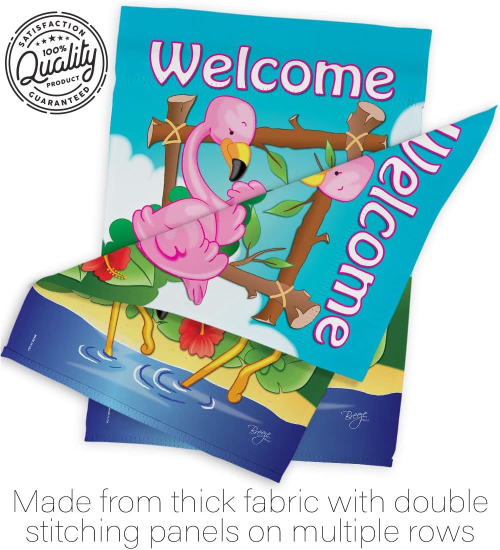 Breeze Decor G155029 Flamingos Garden Friends Birds Impressions Decorative Vertical Garden Flag 13" x 18.5" Printed in USA Multi-Color