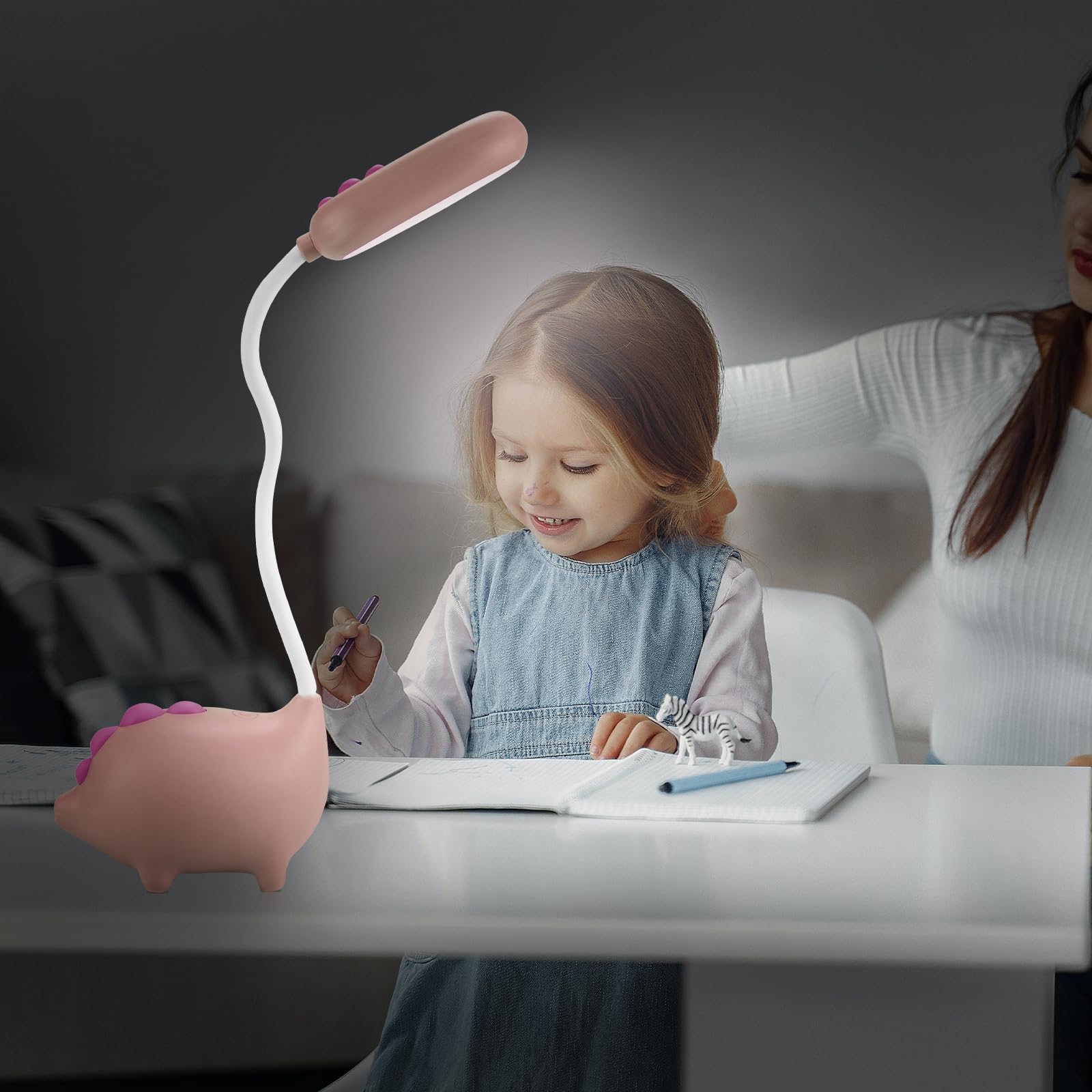 Dinosaurus bureaulamp kinderen, jongens bureaulamp USB oplaadbare