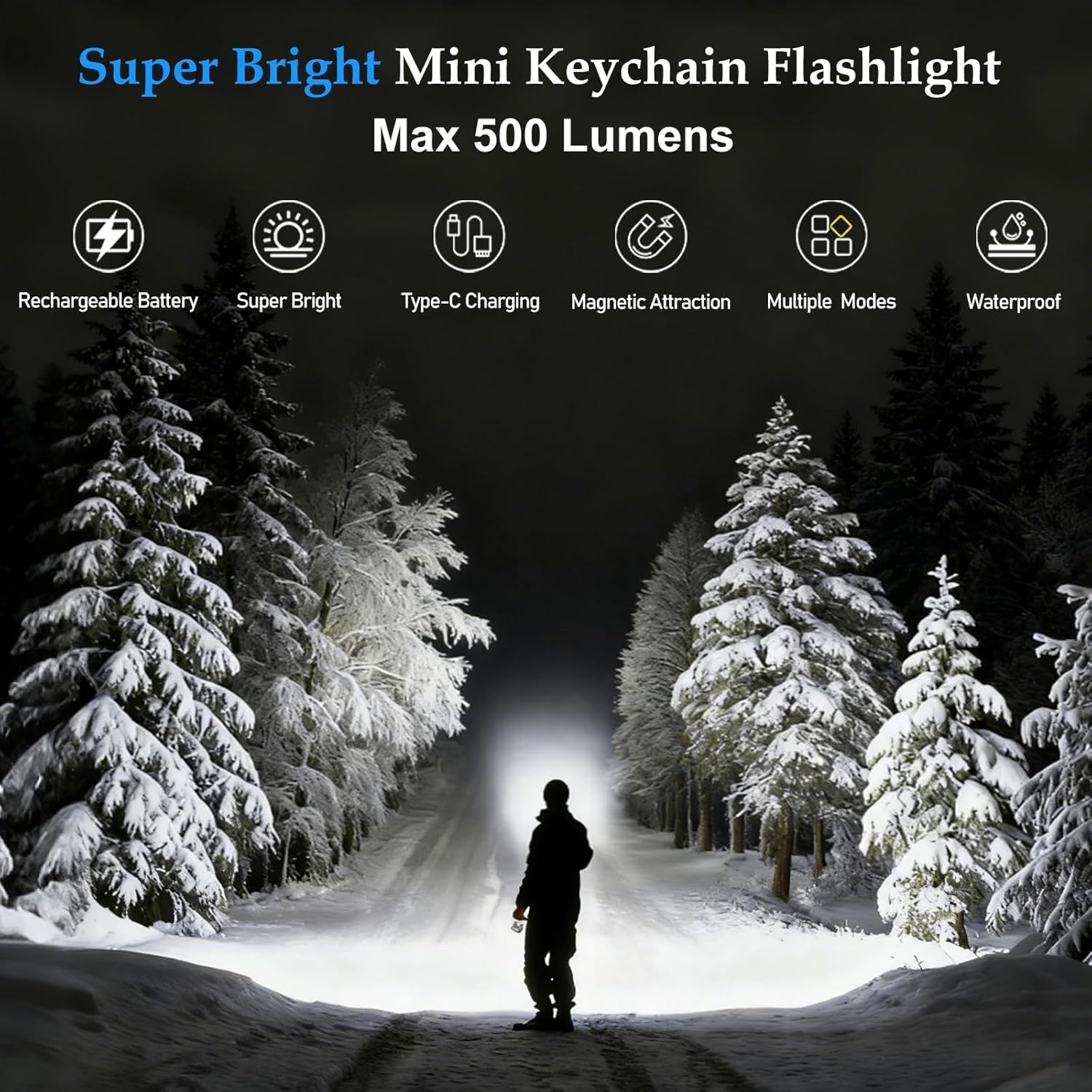 2PACK EDC Keychain Flashlight - Super Bright Mini Keychain Light with Hat Clip, Magnetic Base, Rechargeable Small Pocket Flash Lights for Emergency,Outdoor Activities,Walking Dog