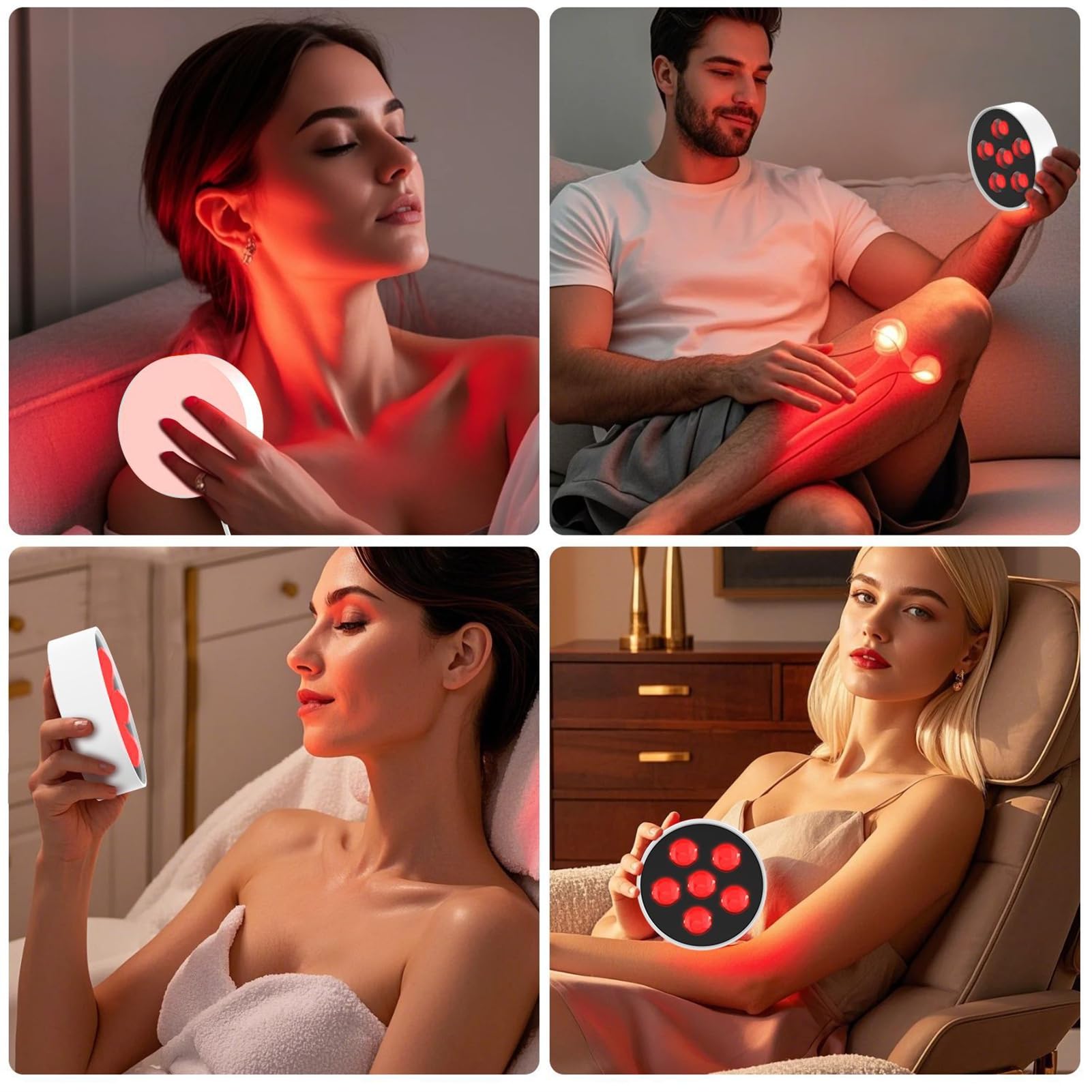 Przenośna terapia czerwonego światła, 6 podwójnych diod LED migotania panel kliniczny, 660 nm 850 nm w bliskiej podczerwieni światło, 5-30 minut, dla ciała, twarzy