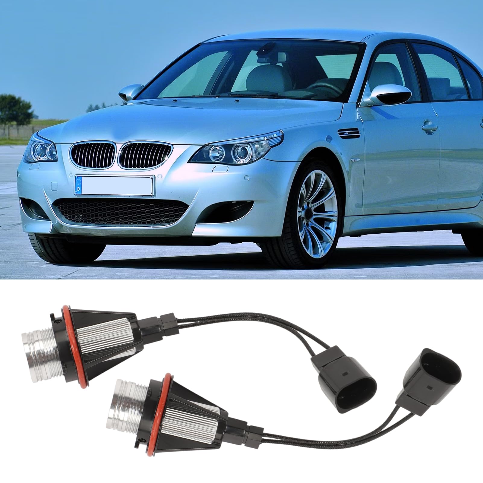 2x Angel eyes para E39 E53 E60 E61 E63 E64 E65 E66 E87 Halo Marker Ring 6000k 10W componentes decorativos de iluminación para faros de coche Marker Ring (Blanco)