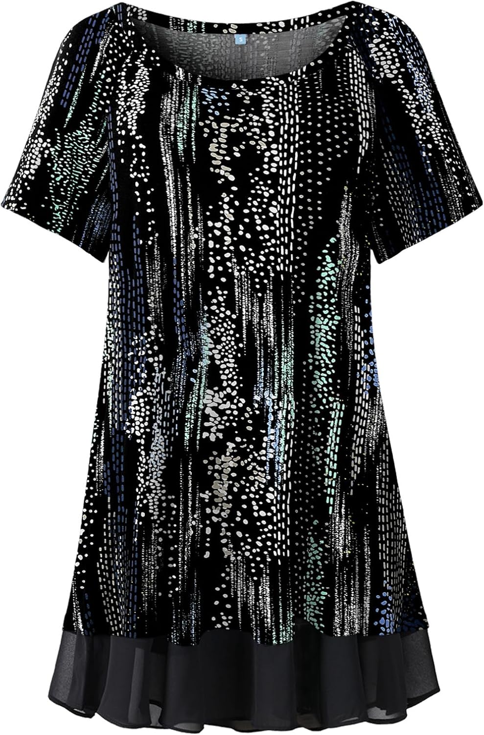 LARACE Plus Size Tunic Tops for Womens Summer Clothes Dressy Round Neck Short Sleeve Shirts Flowy Chiffon Blouses