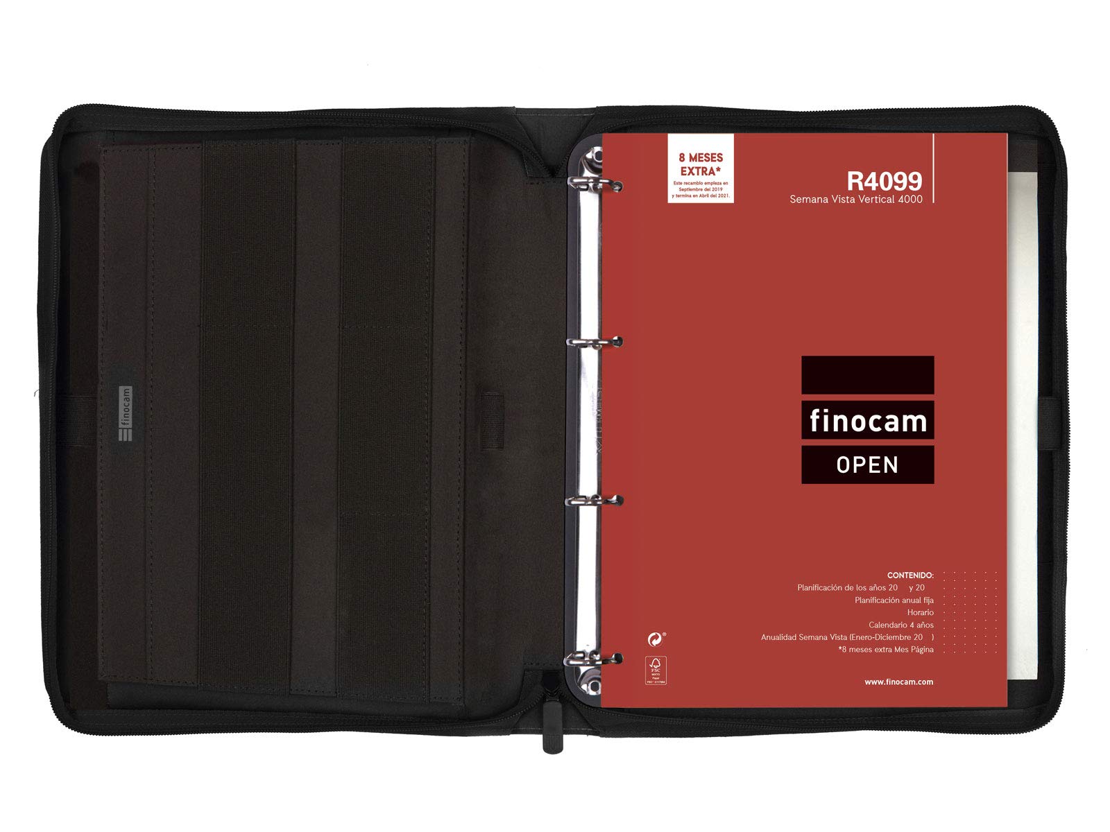 Finocam - Portadocumentos con Agenda 2021 Semana vista vertical JA Focus Marrón Catalán