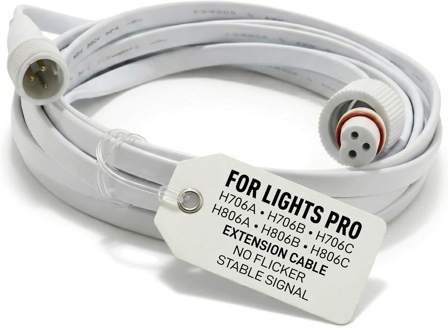 10ft 3-Pin Extension Cable Compatible with Govee Permanent Outdoor Lights Pro (H706A H706B H706C H806A H806B H806C) – IP68 Waterproof Outdoor Connector (Black)