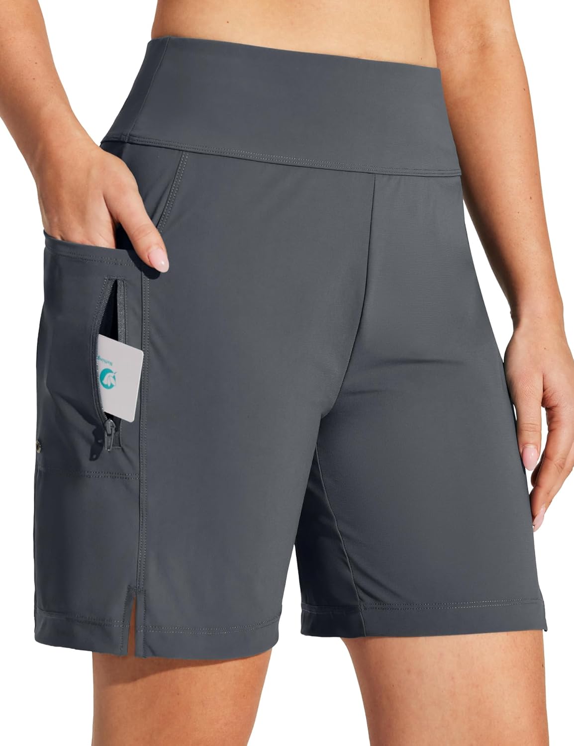 IUGA Swim Shorts Women 7" High Waisted Swim Board Shorts Quick Dry Bathing Suit Bottoms for Women Swimsuit with Liner Pockets