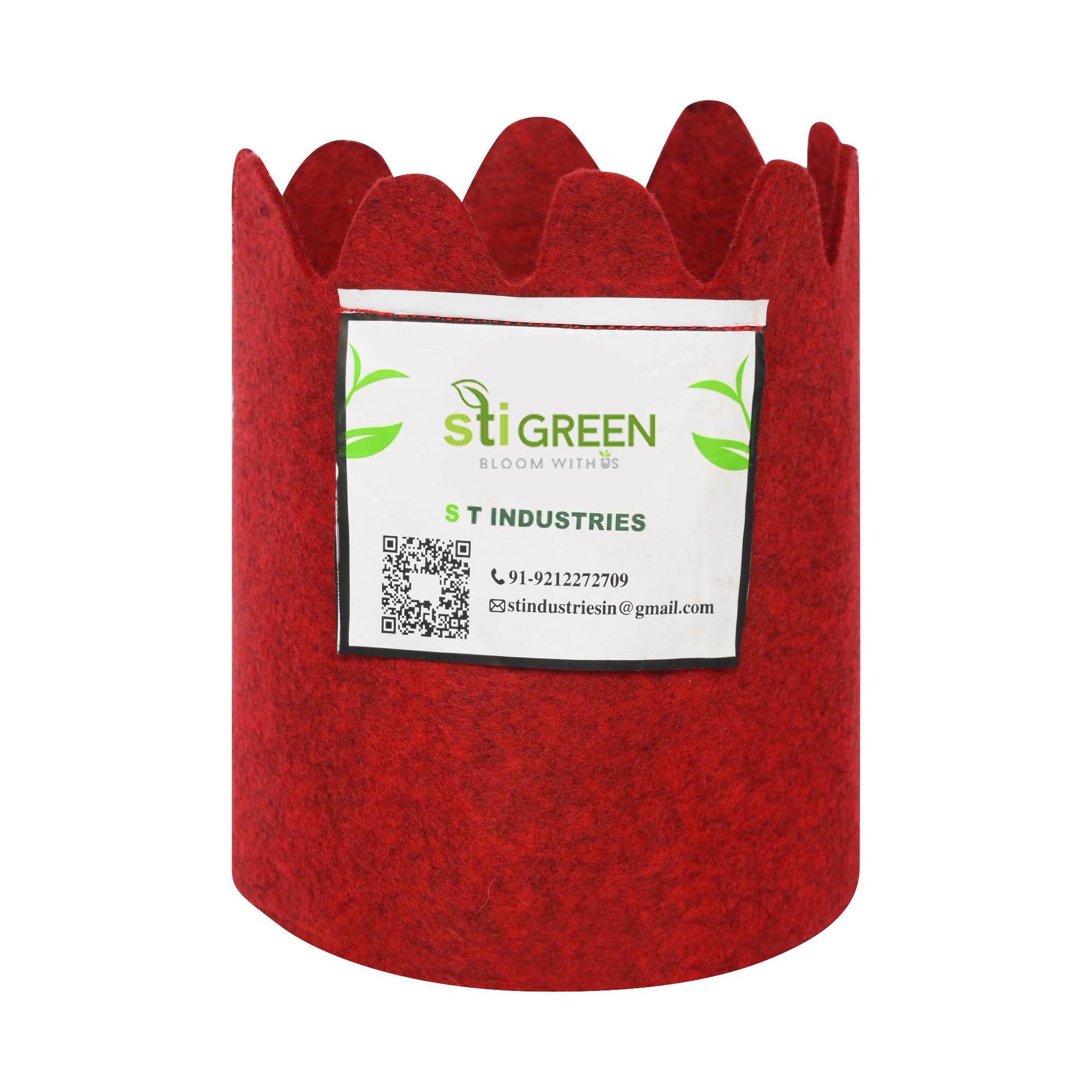 STI GREEN Geo Fabric Grow Bags for Plants 6X7 Inch (Pack of 1) | 400 GSM Heavy Duty UV-Protected Round Maroon Colour Plant Bags for Terrace and Vegetable Gardening | Strong & Reusable|