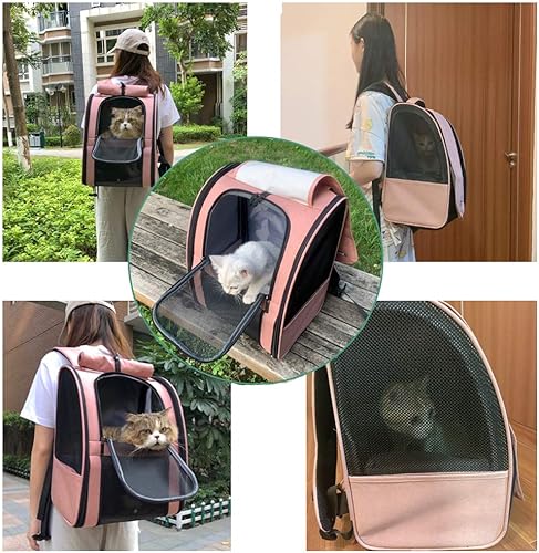 Miniatura 7 de Texsens Mochila transportadora para mascotas con persiana de ventana para perros y gatos pequeños, diseño ventilado, correas de seguridad, soporte