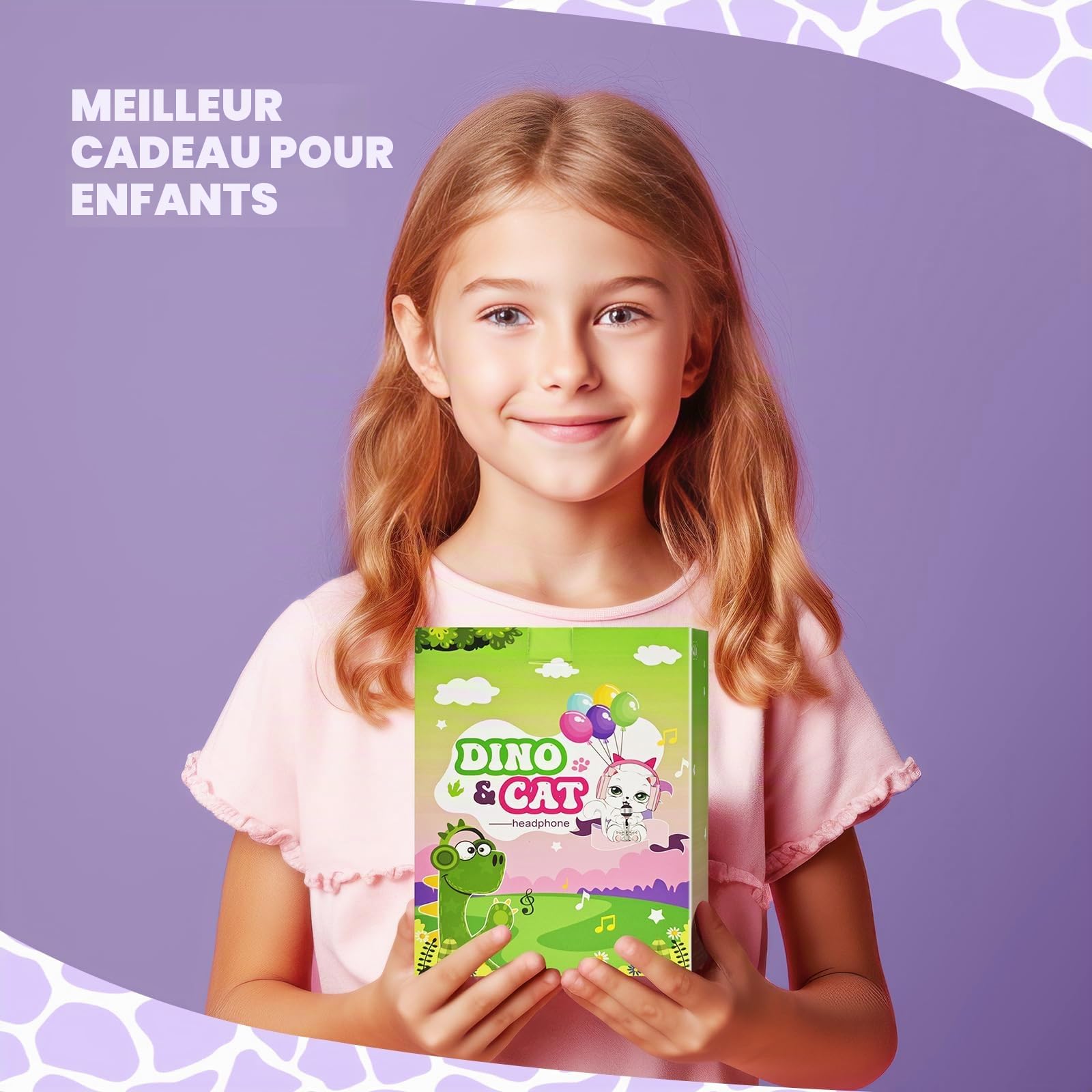 JYPS Écouteurs pour Enfants, Oreilles de Chat Mignon Écouteurs pour Enfants, garçons/Filles filaires, 2-12 Ans réglable Tout - Petits écouteurs, Pliable 3,5 mm Jack Casque pour iPad/Fire Tablet