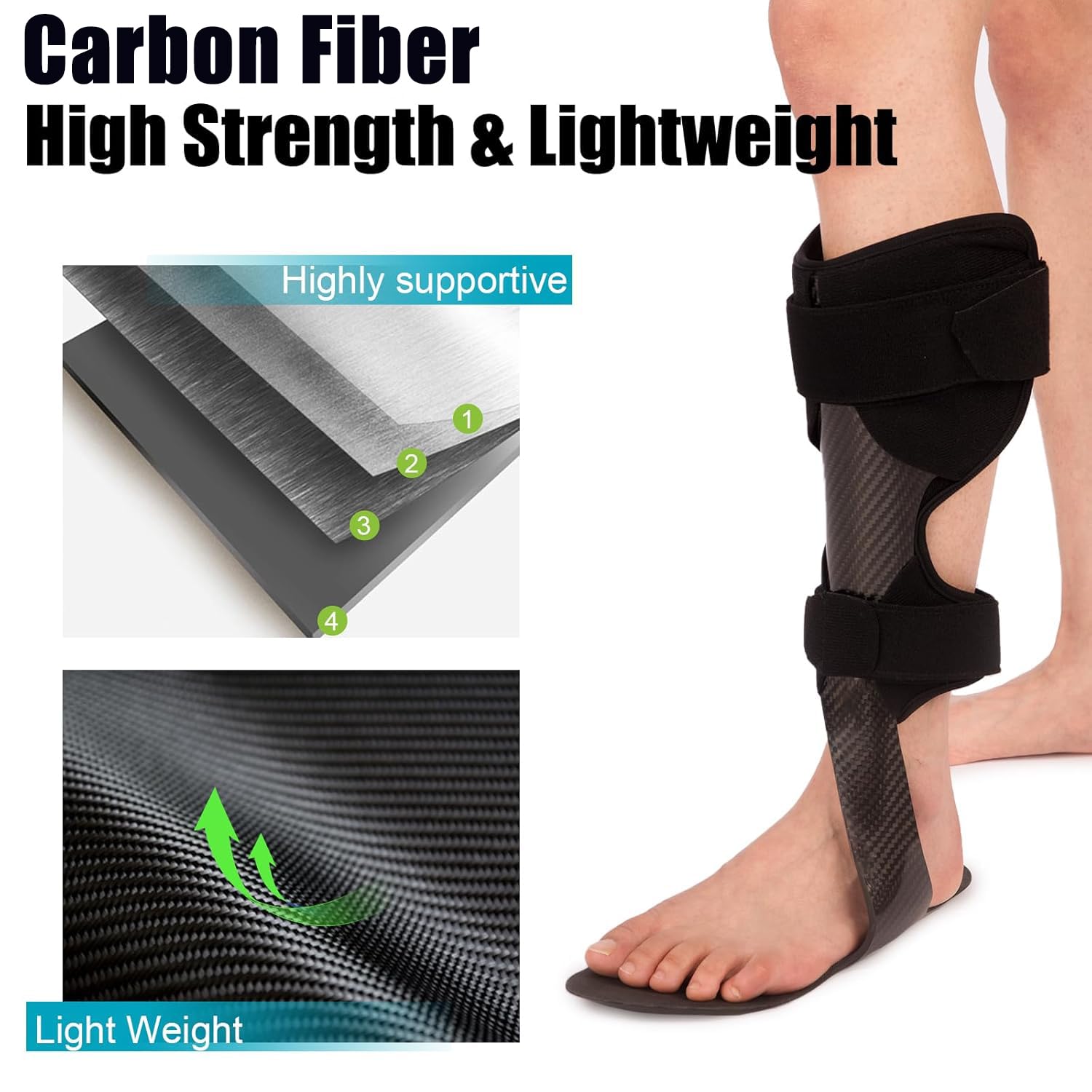 Genérico Férula AFO para pie caído, para Deporte y Caminar a Diario, con Fibra de Carbono, Modelo CJDW929 (Right M)