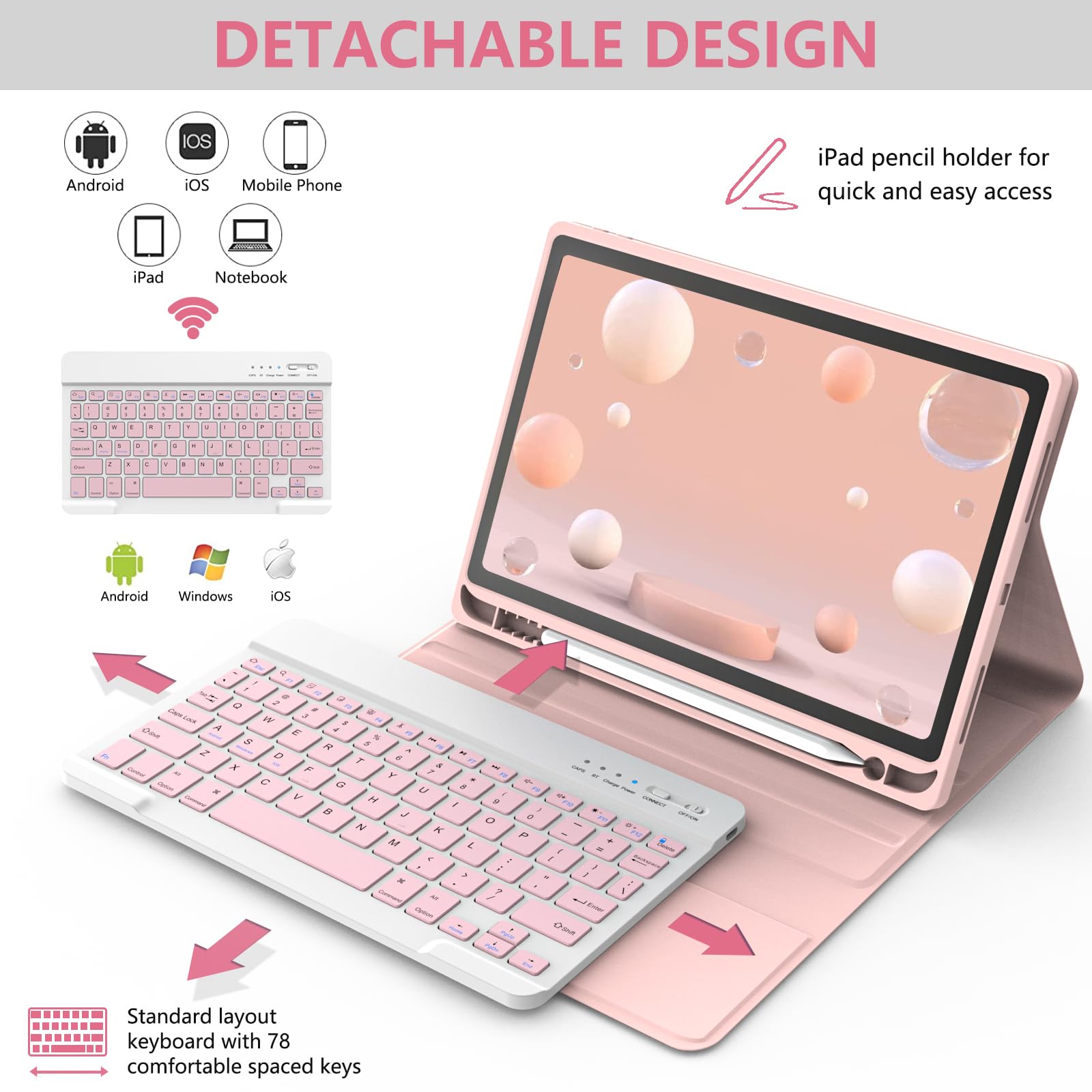 iPad本体 iPad Air5&smart keyboard Folio&Pencil Keyboard Case for iPad Air 5th 4th Generation- Detachable