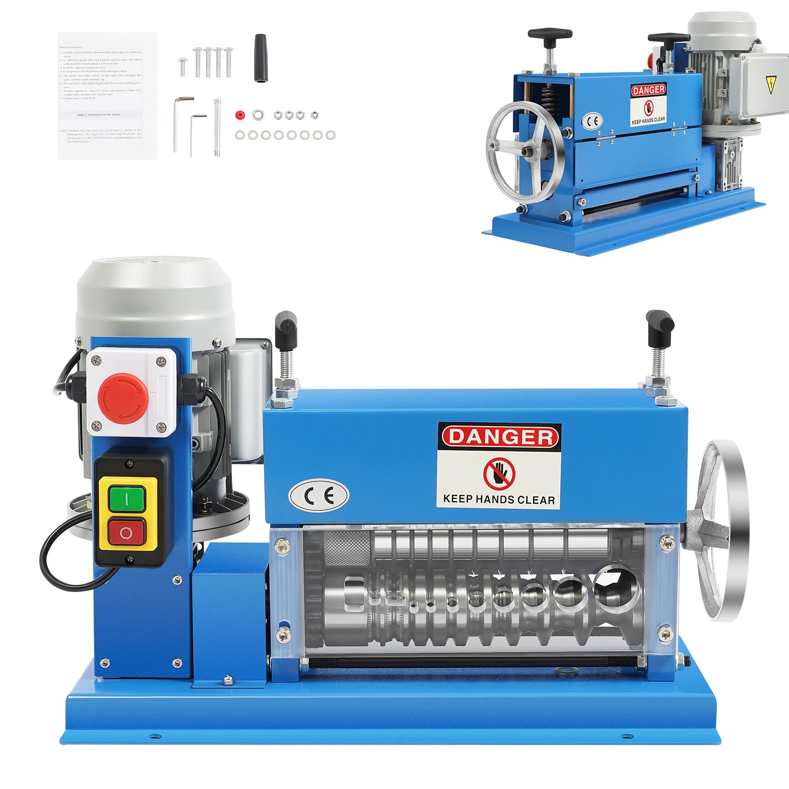Electric Wire Stripping Machine, 1.5MM-38MM Wire Stripper Machine 370W 220V Cable Stripping Machine,Portable Powered Wire Stripper Machine 11 Channels 10 Blades,Automatic Wire Stripping Tool 65ft/min