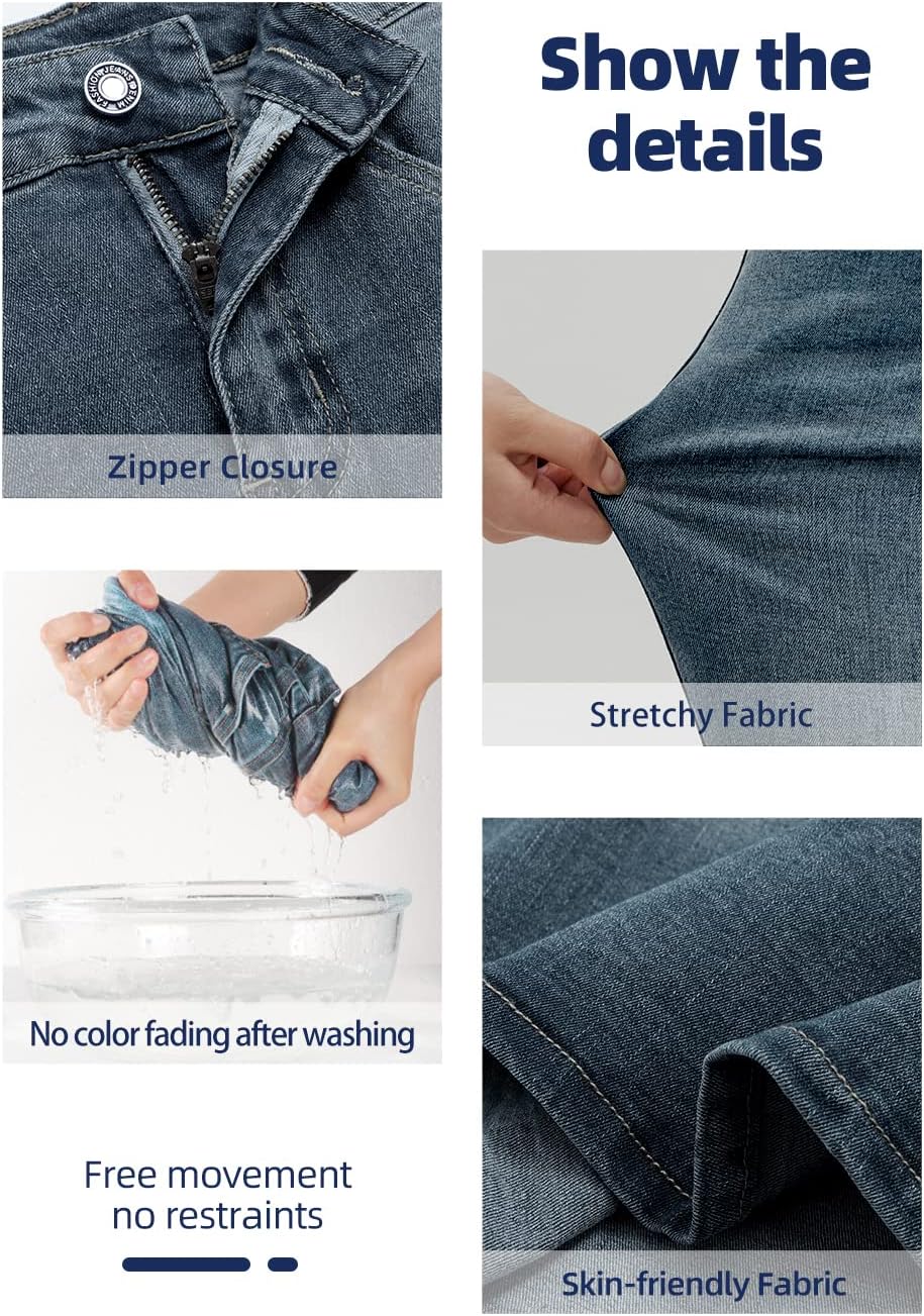 Long Denim Skirt for Women Casual A-Line Denim Maxi Skirt Stretch High Waisted Jean Skirt with Pocket Blue - Image 4