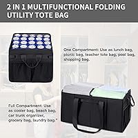 Vista 8 de Muzale Bolsa de mano extragrande con marco de alambre, plegable, reutilizable, bolsas de compras resistentes para comestibles con asas, organizador