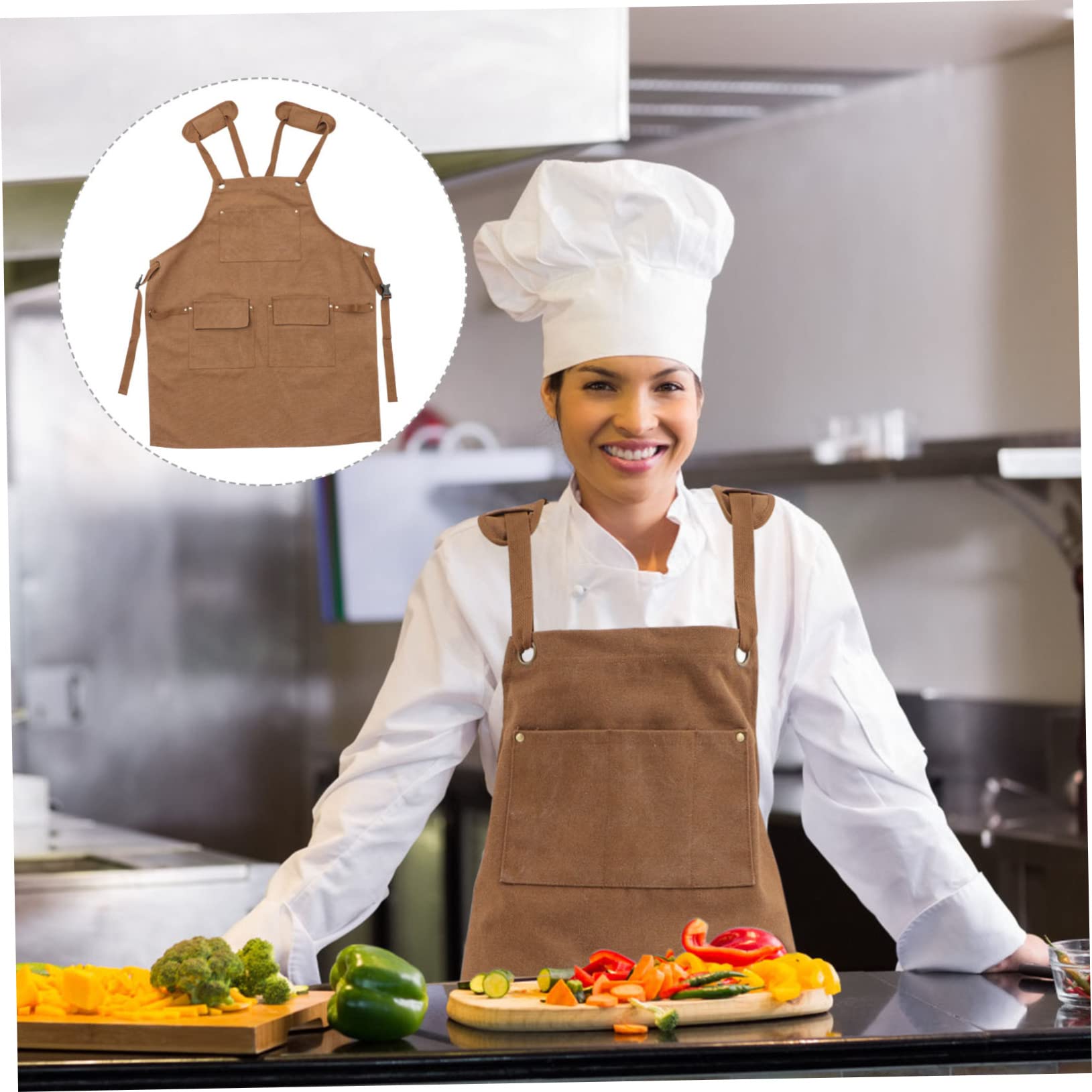 Grembiule in Tela Impermeabile Grembiuli Da Cuoco Uomo Grembiule Salone Grembiule Per Grembiule Da Chef Da Donna Grembiuli Da Donna Con Tasche Light Brown
