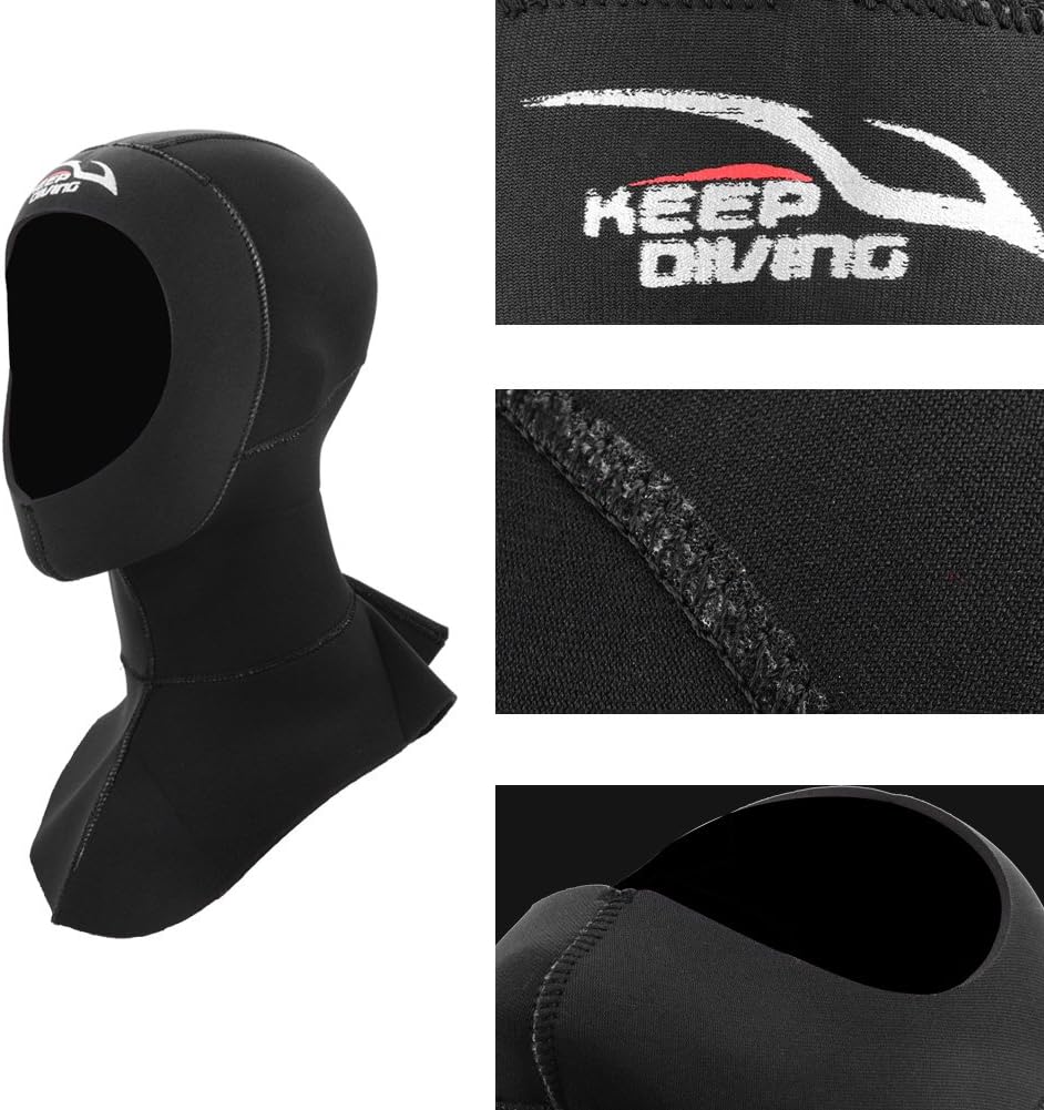 Diving, 3MM Neoprene Protective Diving Hood Wetsuit Hat Surf Divers Hat Snorkeling Hood for Diving Snorkeling Surfing (M-Black)