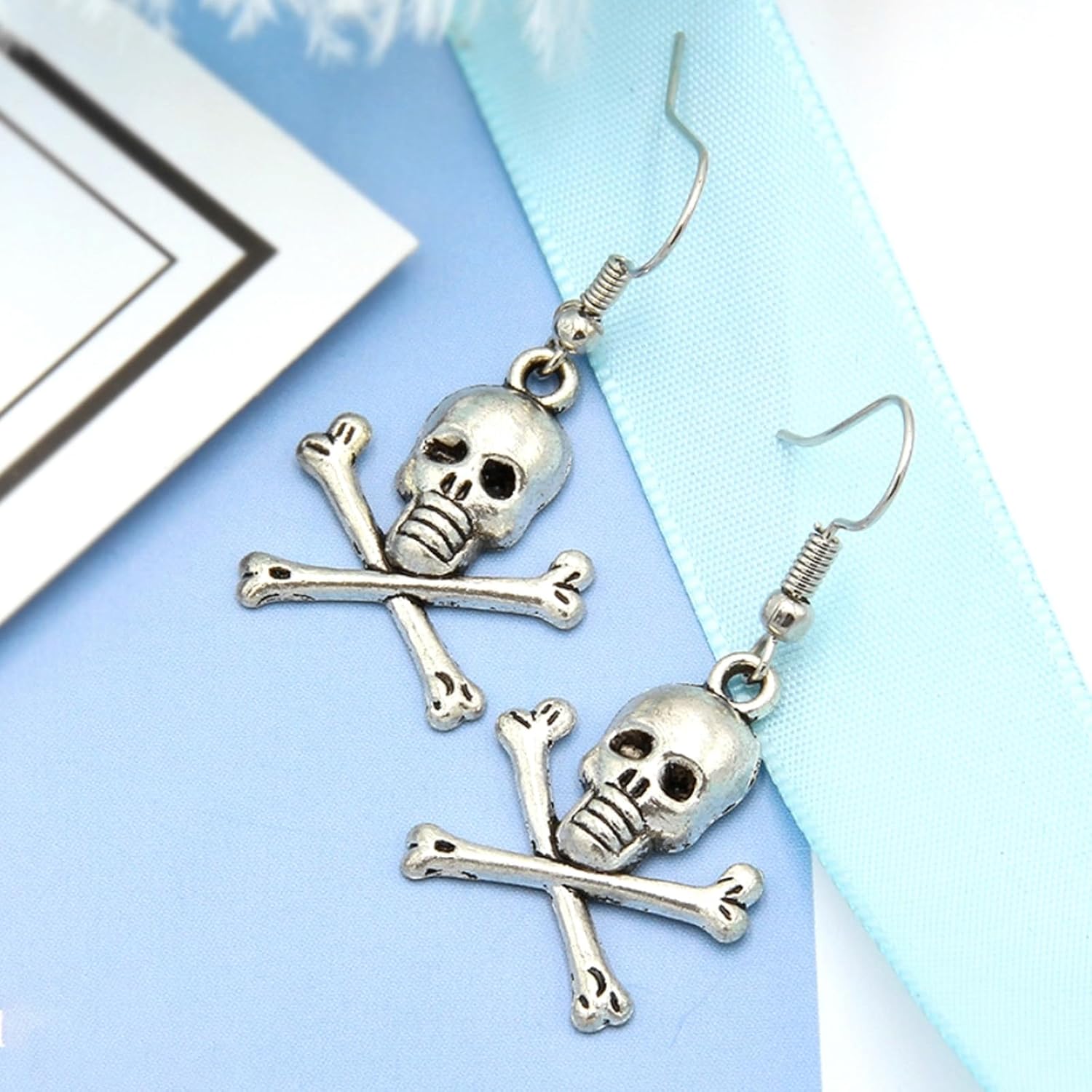 Leprato Skeleton Pirate Earrings Halloween Skull Dangle Earrings Ear Drops Hook Jewelry Gifts for Women - Image 3