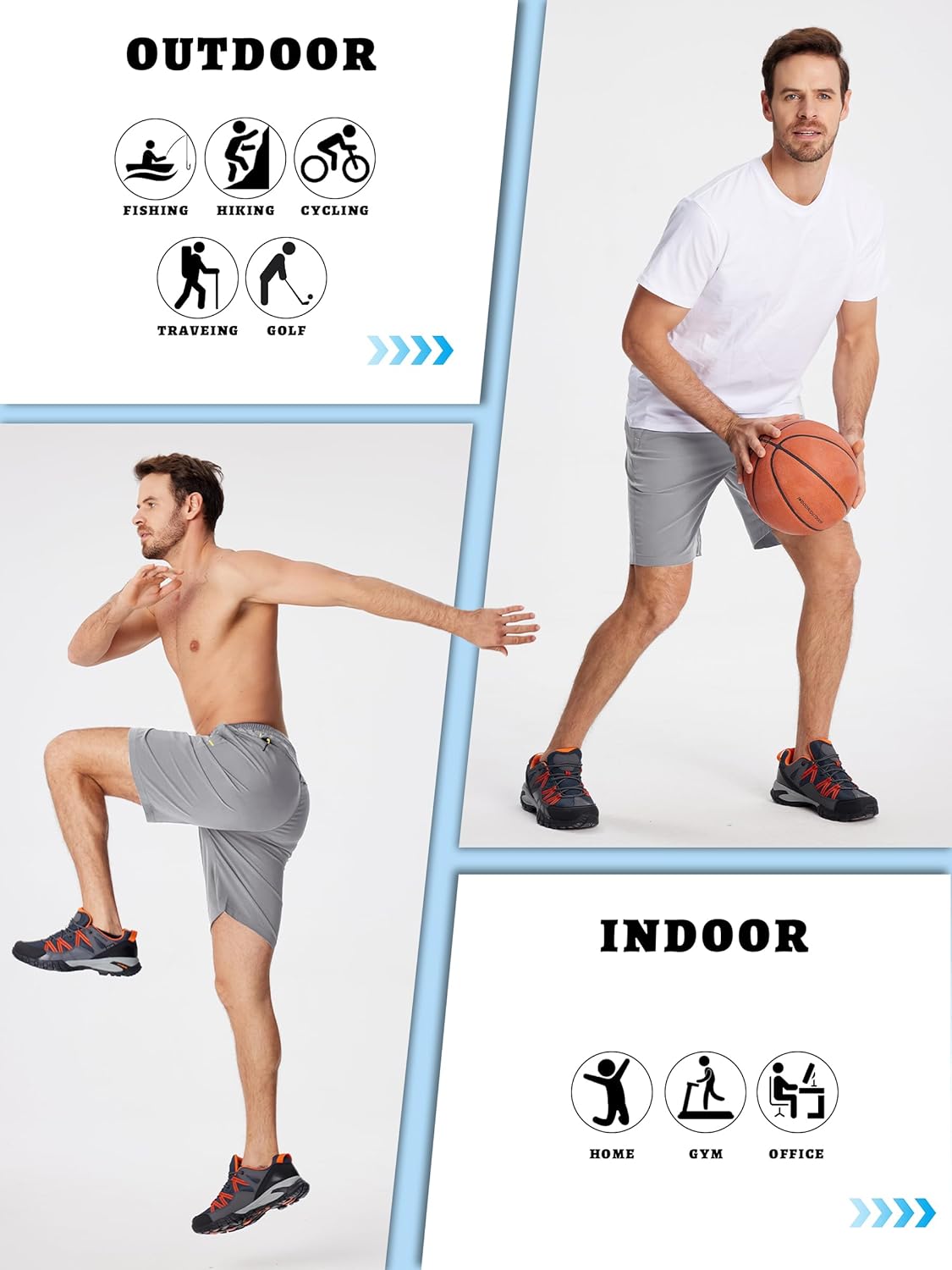 TACVASEN Men's Running Athletic Shorts 9" Quick Dry Workout Gym Shorts Lightweight Summer Shorts 3 Zipper Pockets - Image 5