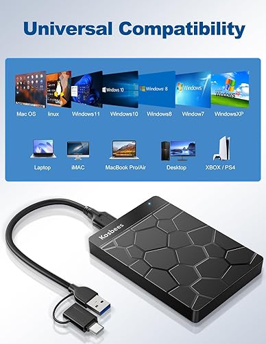 Miniatura 5 de Discos duros externos de 1 TB, disco duro portátil para Windows, almacenamiento externo ultra delgado de disco duro compatible con PC, MAC, laptop,