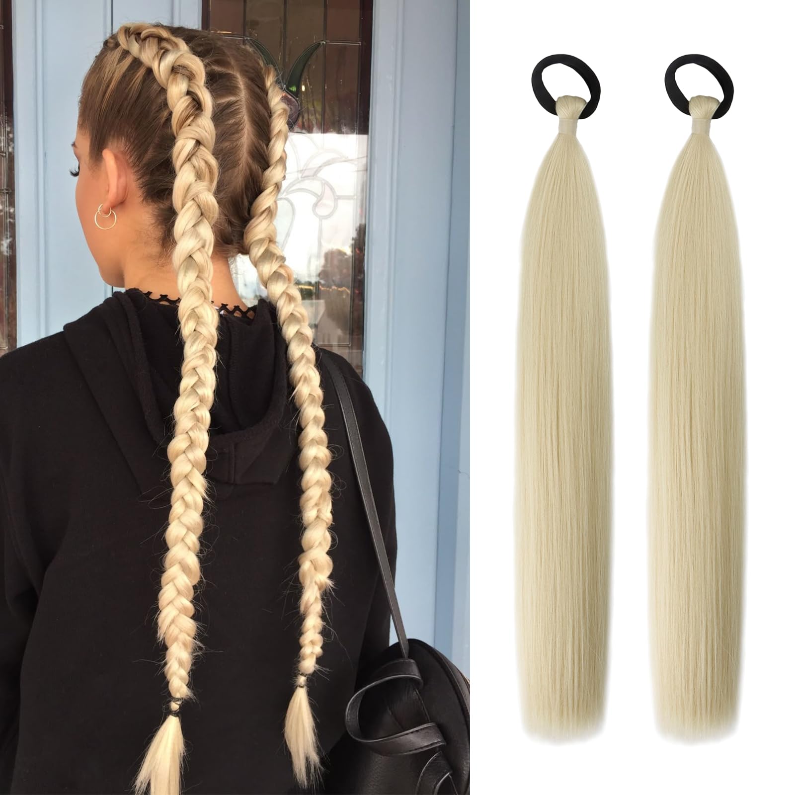 Photo 1 of ADIASAI Blonde Braid Ponytail Extension 16 Inch