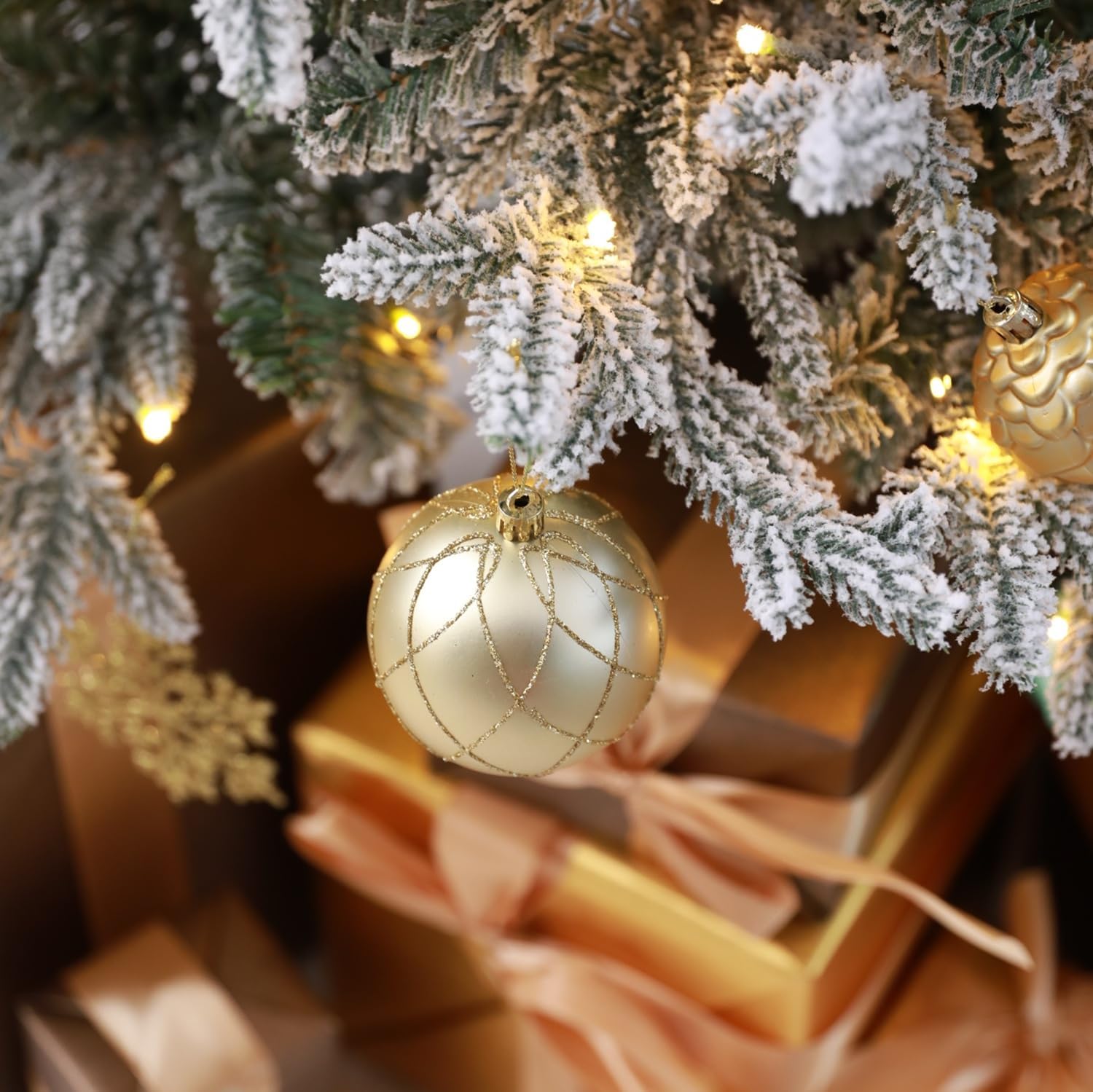 Christmas Tree Ornaments Decorations Set-12ct 2.36 Inch Green Gold Velvet Ornaments for Christmas Tree Shatterproof Hanging Ball Ornament Bulk,Xmas Tree Tabletop Decorations for Holiday Decor - Image 8