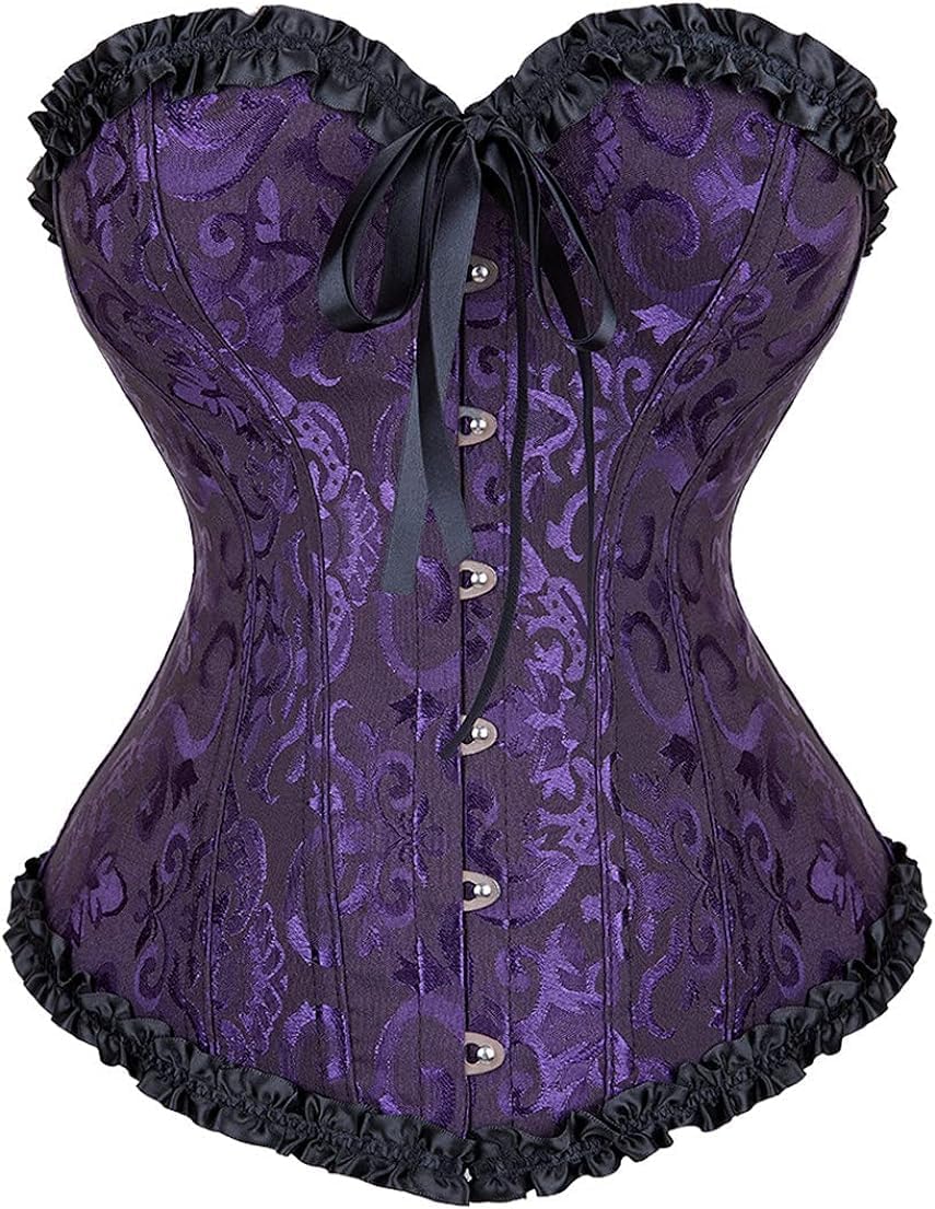 NIYIGEJI Women's Lace Up Boned Overbust Corset Bustier