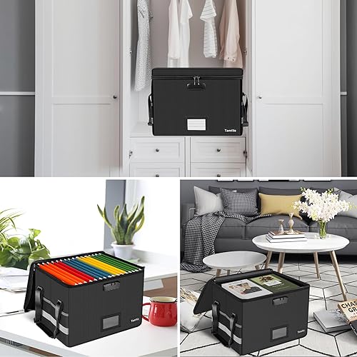 Miniatura 7 de Tamfile Caja de documentos ignífuga, caja de archivos ignífuga con cerradura, facilidad de montaje, organizador de almacenamiento de archivos