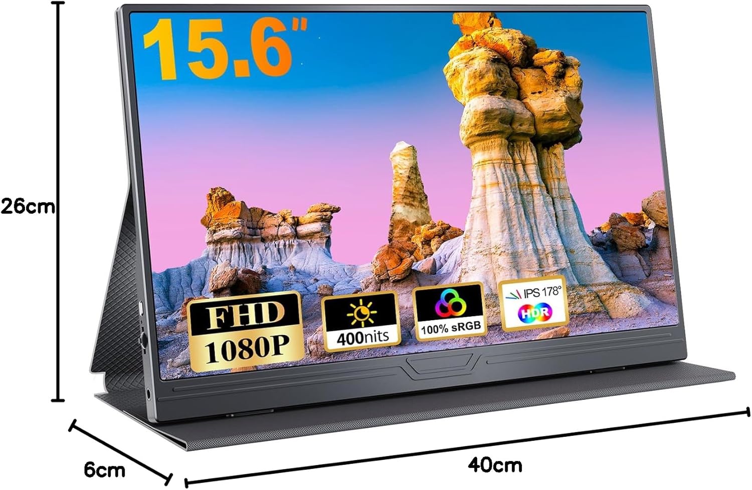15.6 Inch Portable Monitor with Full HD USB-C Display, 1920 x 1080 HDR IPS – Mini HDMI Display and Built-in Dual Speaker with Smart Cover 9