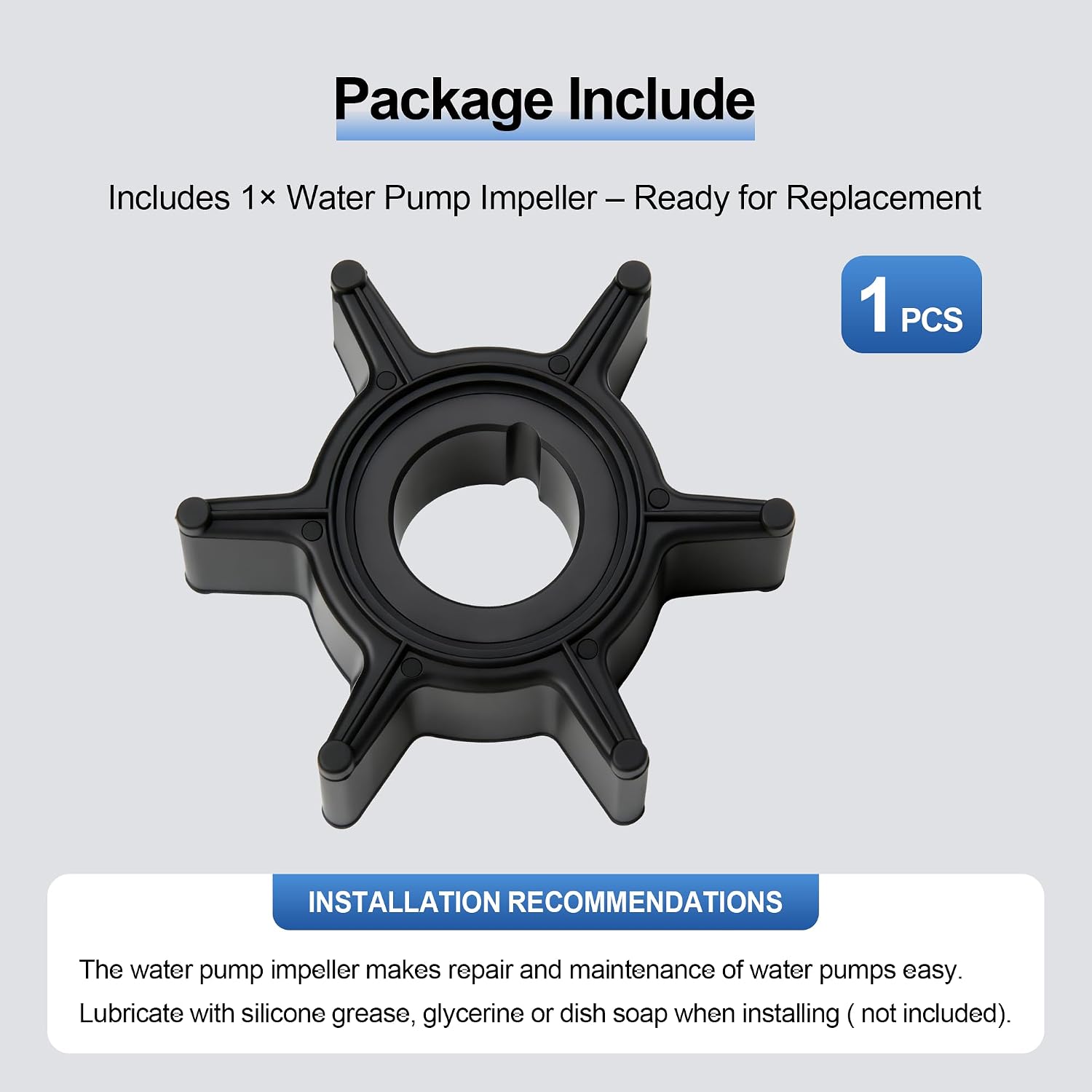 MARKGOO Water Pump Impeller 47-161543 Compatible with Mercury Mariner Tohatsu Nissan Outboard 2 2.5 3.3 3.5 4 5 6 HP Boat Engine Parts Replacement 369-65021-1 369650211 Sierra 18-3098 47-16154-3