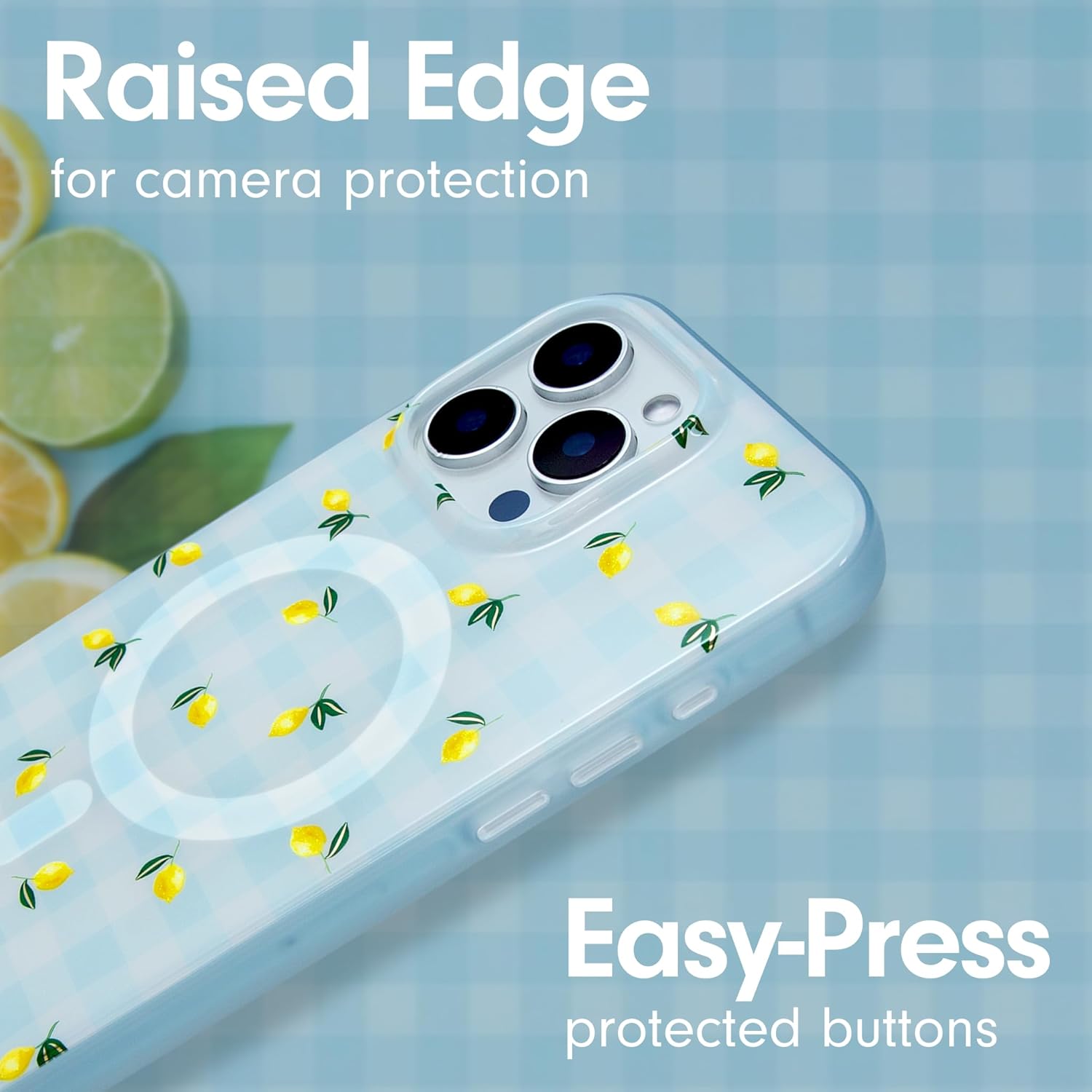 Sonix Phone Case for iPhone 16 Pro | Compatible with MagSafe | 10ft Drop Tested | Lemon Gingham - Image 5