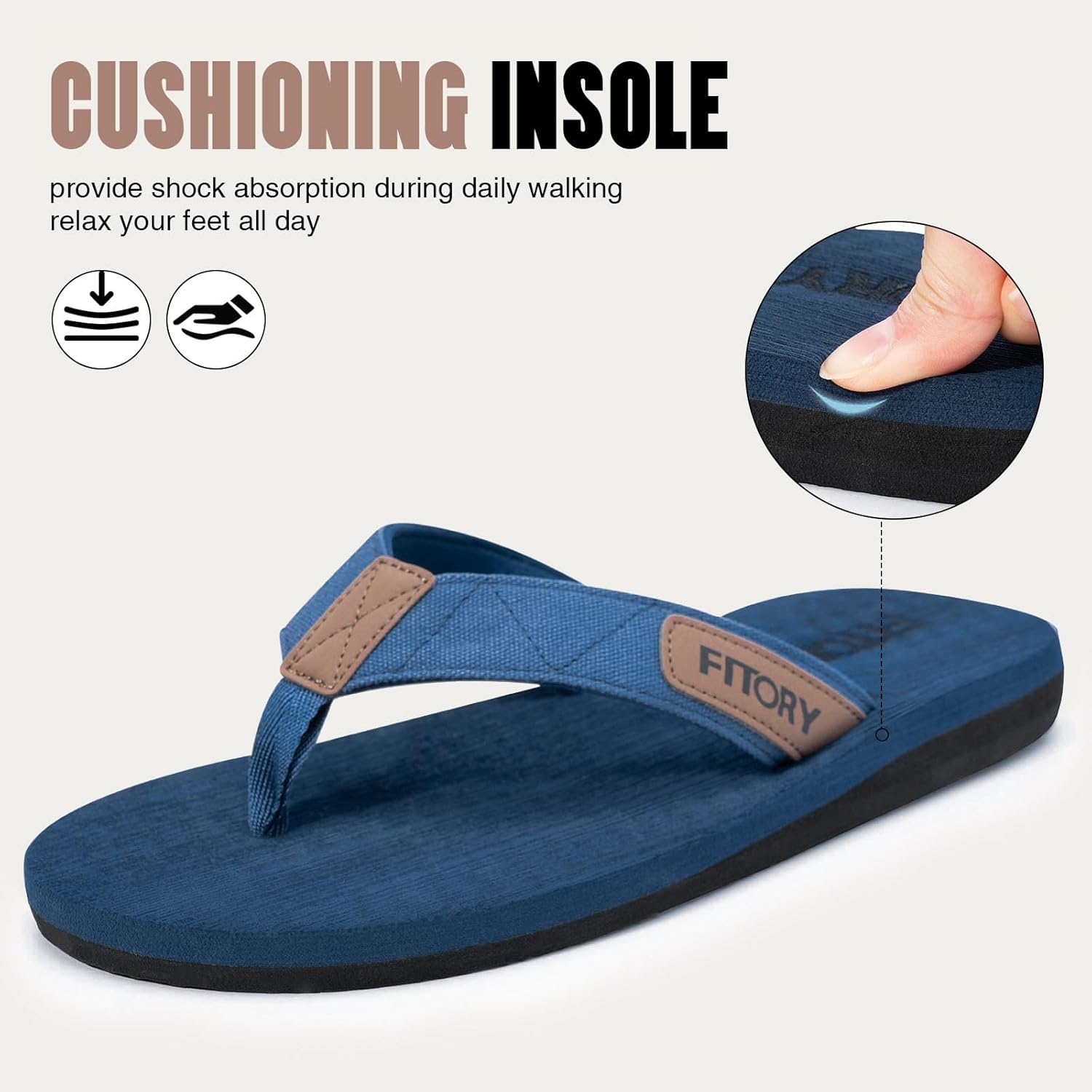 FITORY Men's Flip-Flops, Thongs Sandals Comfort Slippers for Beach - Image 3