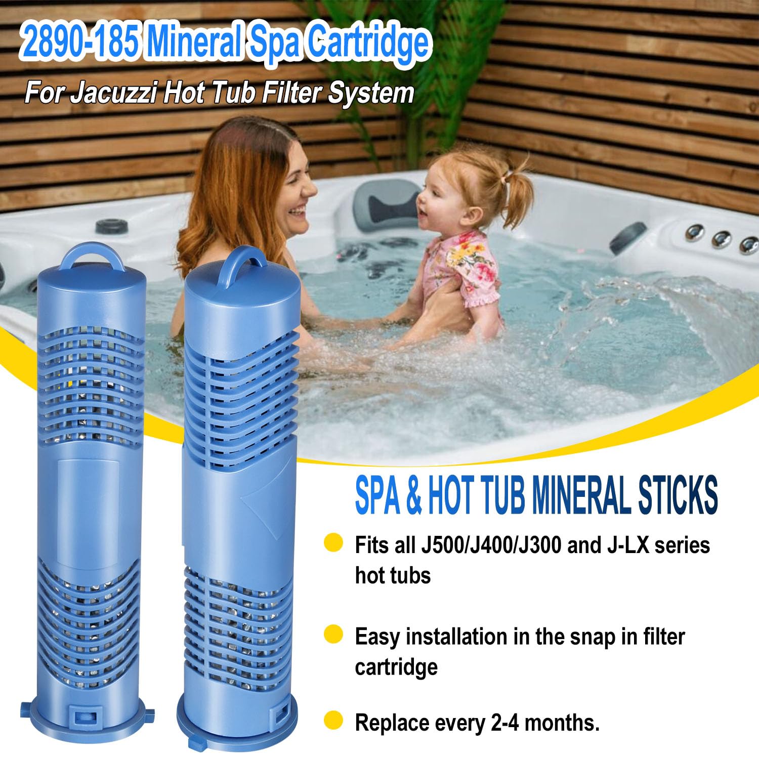 2 piezas 2890-185 - Cartuchos minerales de repuesto para jacuzzi Pro Clear Hot Tub System, para J-500/J-400/J-300/J-LX cartucho de filtro a presión