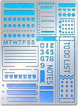 BENECREAT Stainless Steel Journal Planner Stencil with English Alphabet, Numbers, Circular Patterns, Reusable Stainless Steel Stencil Tool for Painting, Albums, Scrapbooking, 7.5x5.5inch