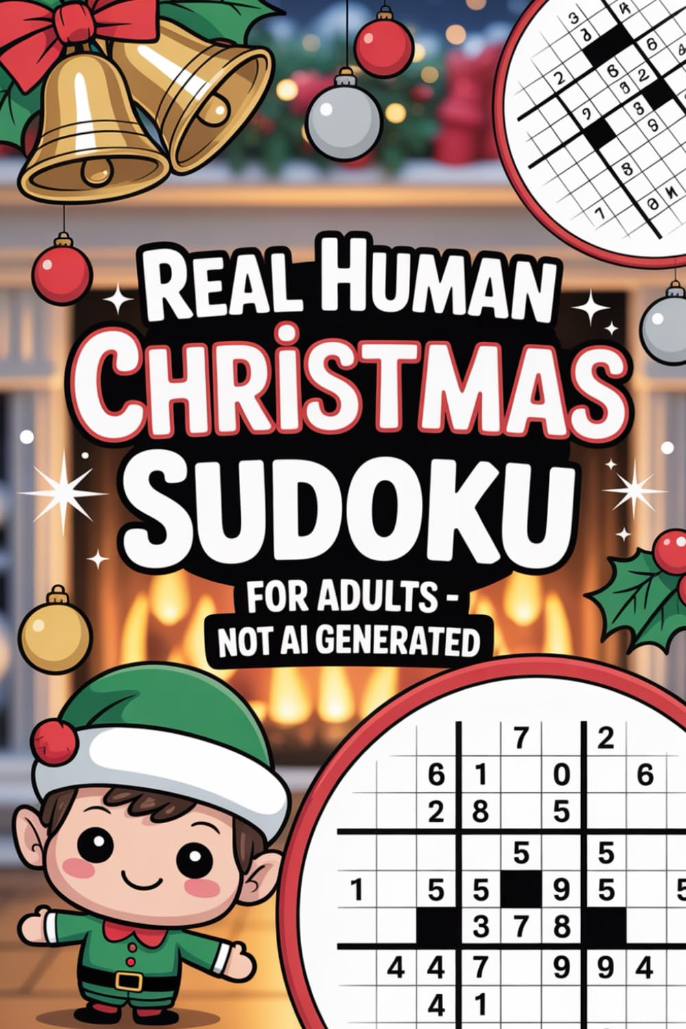 Real Human Christmas Sudoku for Adults Not AI Generated: Mind-boosting Math Game Collection for Young Adults