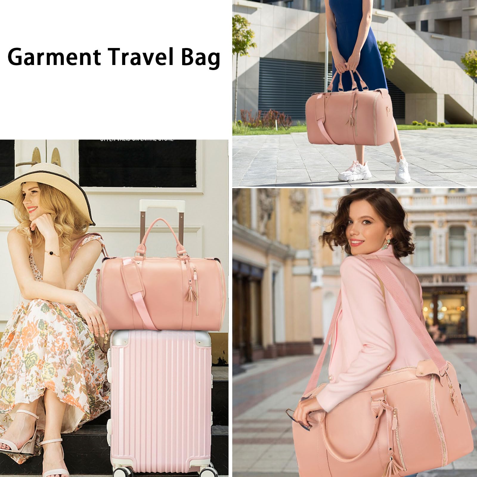 Borsa porta abiti pieghevole 3 in 1 per viaggi, borsone da viaggio in pelle di grande capacità con custodia per scarpe, convertibile da appendere per abiti da fine settimana, grande borsa da viaggio