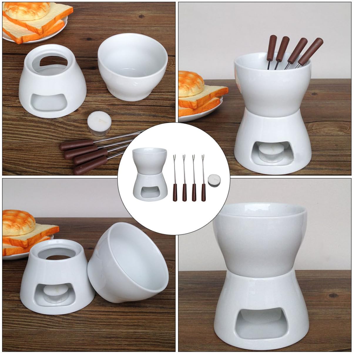 COLLBATH Ceramic Cheese Melting Pot Stove Top Fondue Chocolate Cheese Melting Furnace