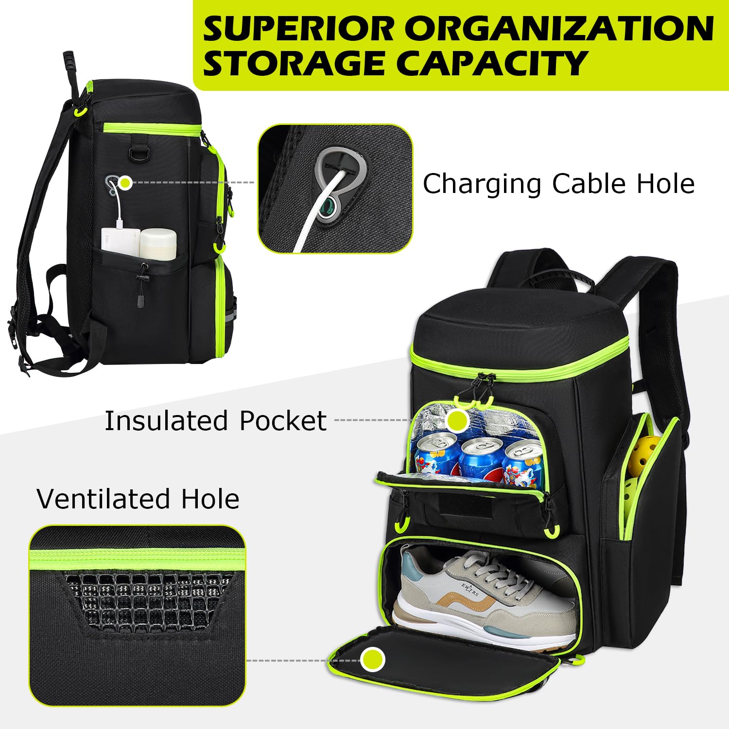 Amazon.com: HAMBOLY Pickleball Bag for Men & Women, Large  display picture 2