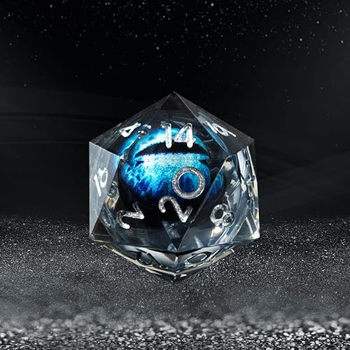 Miniatura 6 de Beholder's Dragon Eye - Juego de dados DND de ojo de dragón, dados hechos a mano con núcleo de resina líquida de borde afilado con caja de regalo, 7