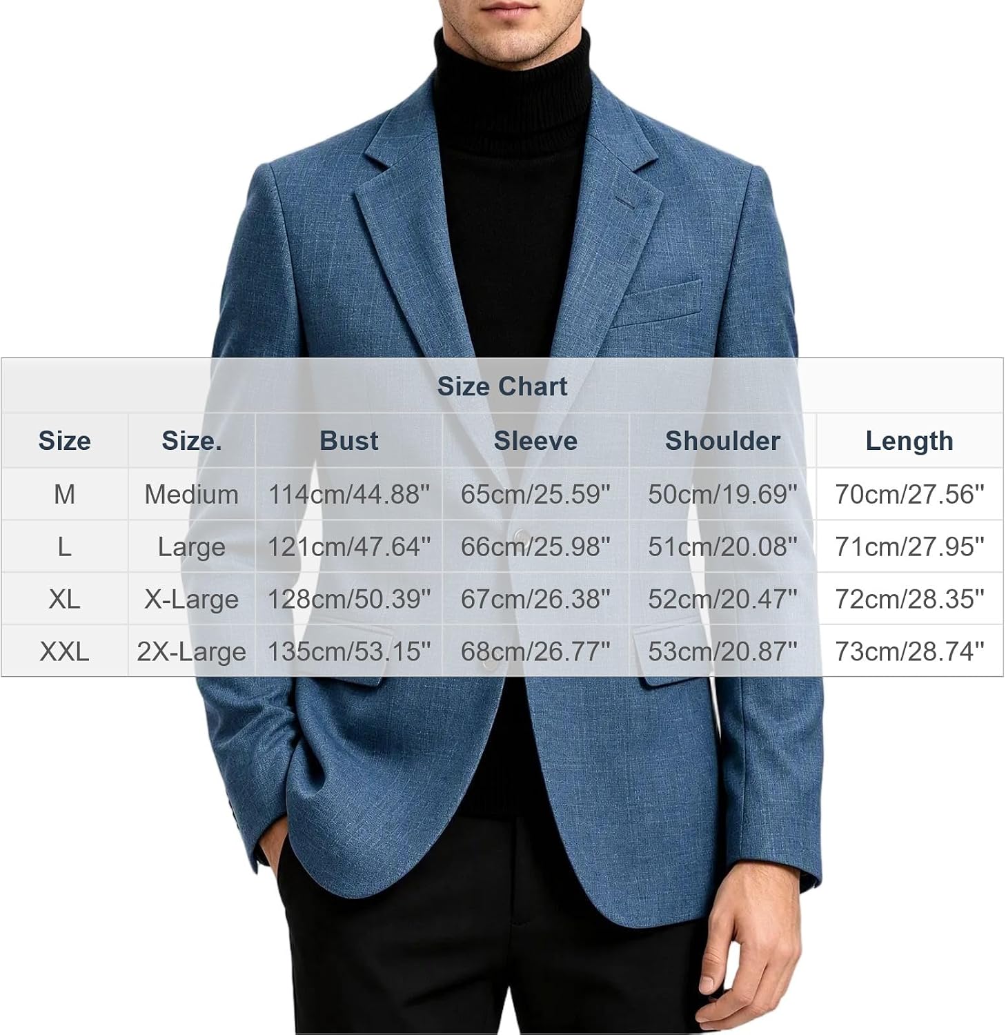 Men's Notched Lapel Blazer Button Front Lined Classic Suit Jacket