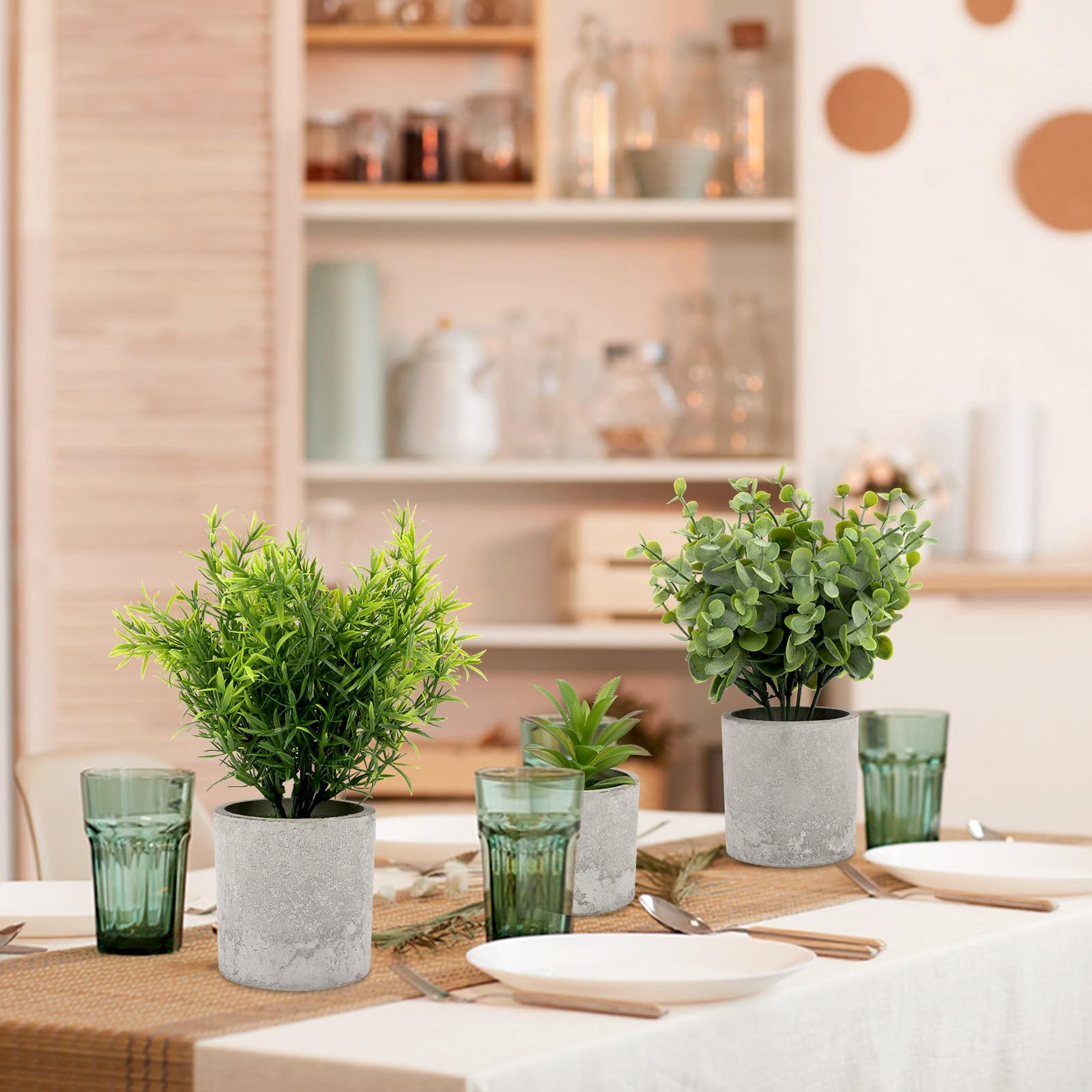 Vaskula 6 Piante Finte In Vaso Di Plastica – Alte 20 Cm, Per Decorazione Casa, Balcone, Ufficio, Stile Moderno E Naturale