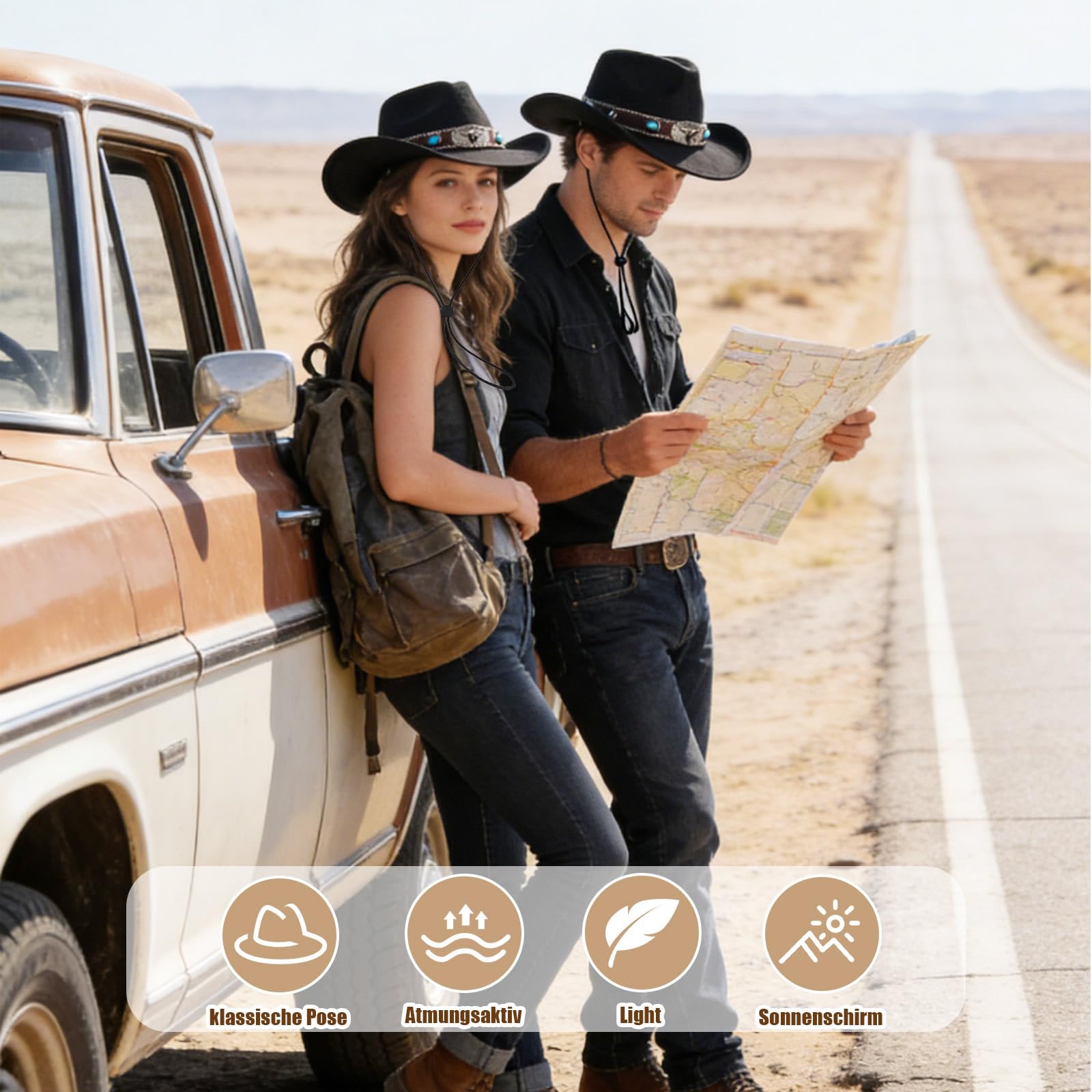 Klassischer Unisex Cowboy Hut für Männer und Frauen, Solid Denim Hut mit Bull Head Dekoration, Vintage Jazz Stil, Erwachsener Cowboy Hut, perfekt für jedes Cowboy Abenteuer