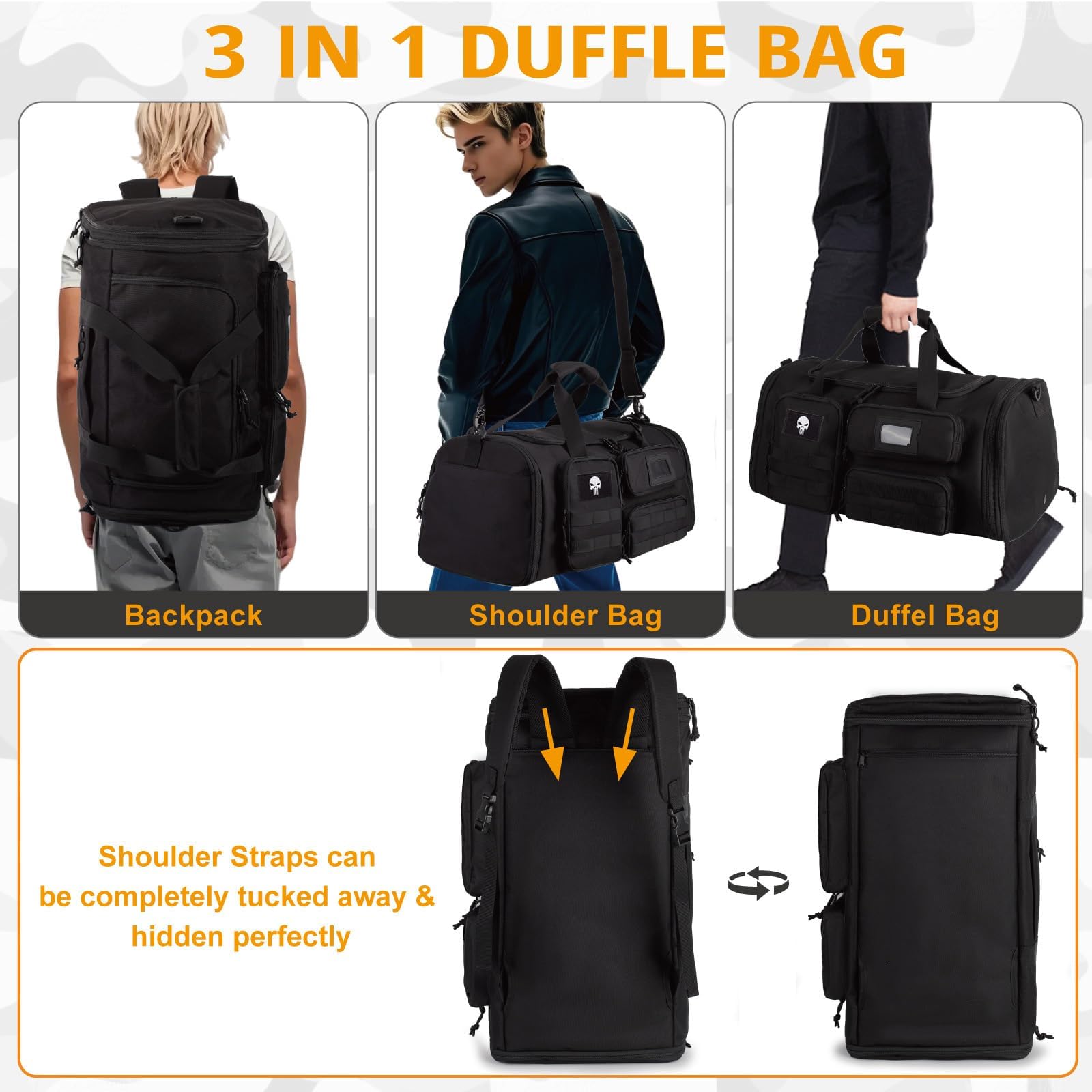 Sac De Sport Tactique Extensible Homme, Sac De Voyage pour Sport | Sac Extensible Imperméable, Compartiment Chaussures Intégré, Tissu Solide, Parfait Pour Gym, Sport Et Voyages D'une Nuit